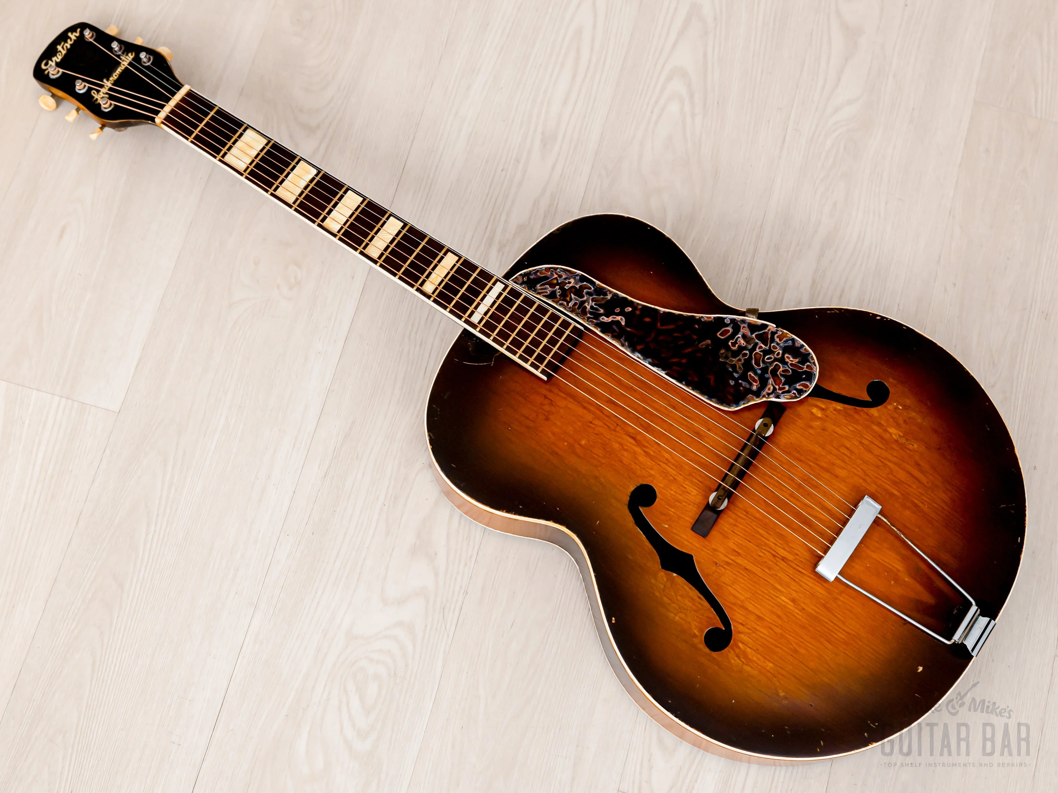 1940s Gretsch Synchromatic 100 Vintage Archtop Acoustic Guitar Sunburst w/ Case - Image 13