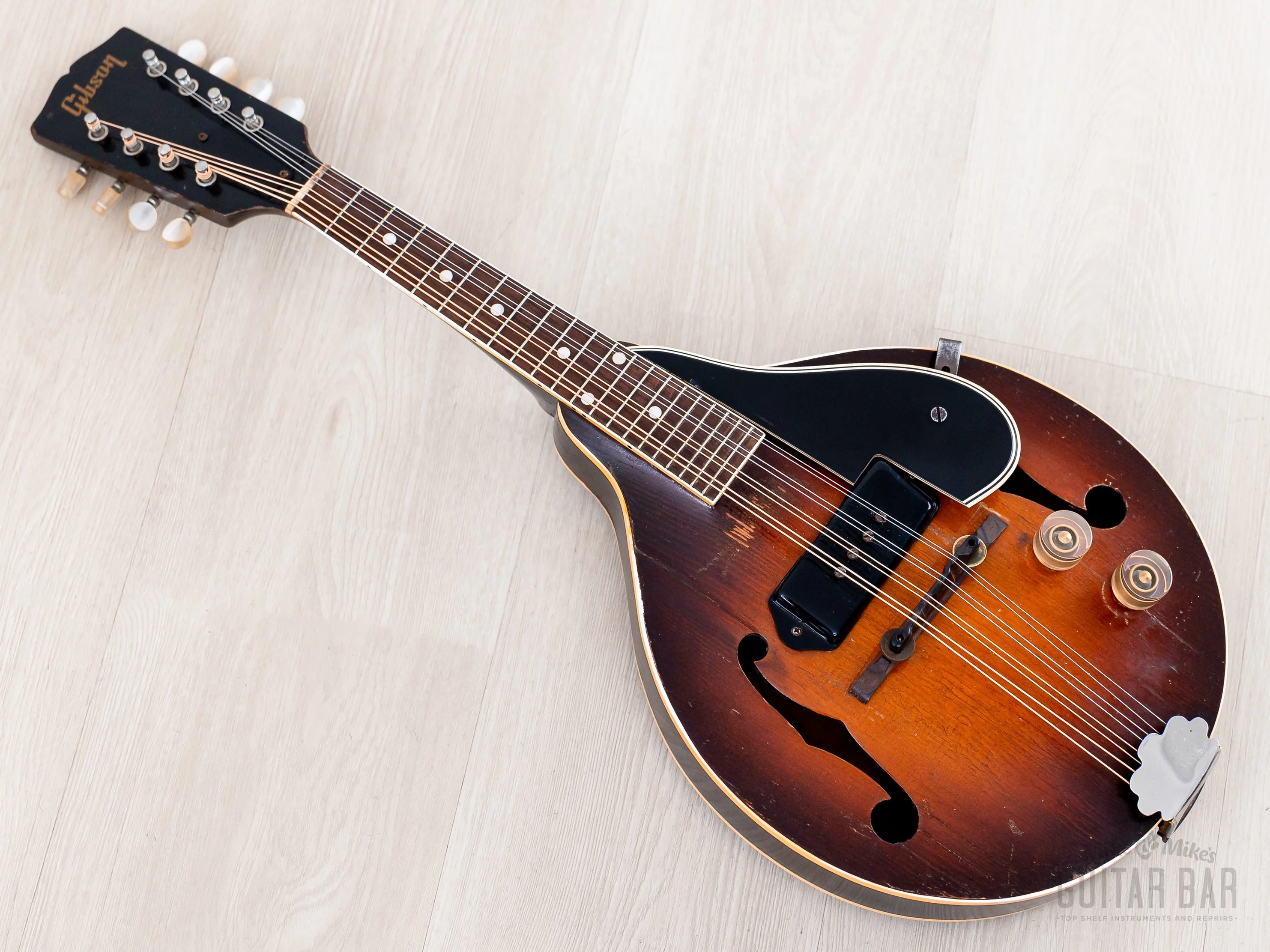 1948 Gibson EM-150 Vintage A-Style Electric Mandolin Sunburst w/ P-90, Case - Image 12