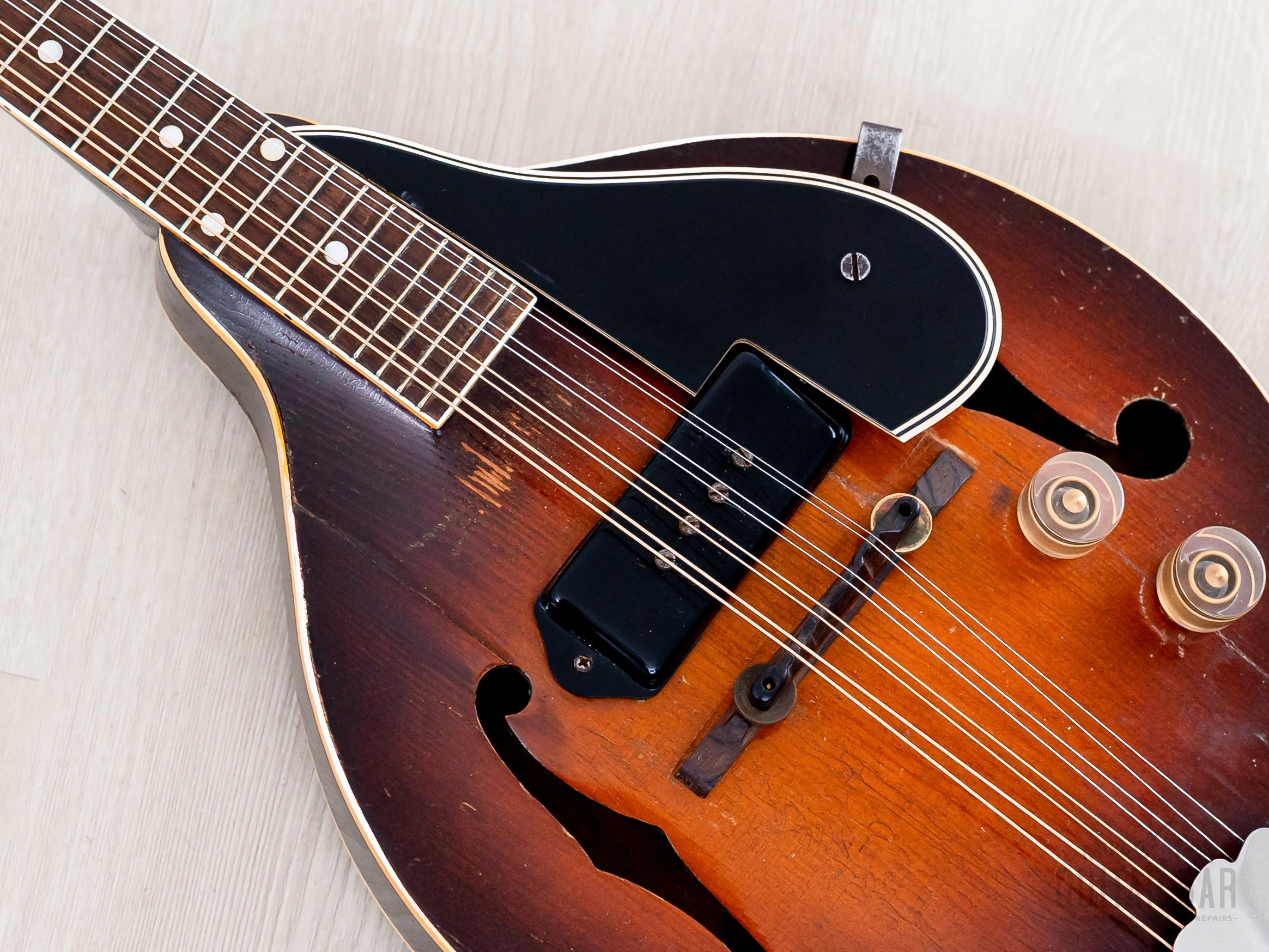 1948 Gibson EM-150 Vintage A-Style Electric Mandolin Sunburst w/ P-90, Case - Image 7