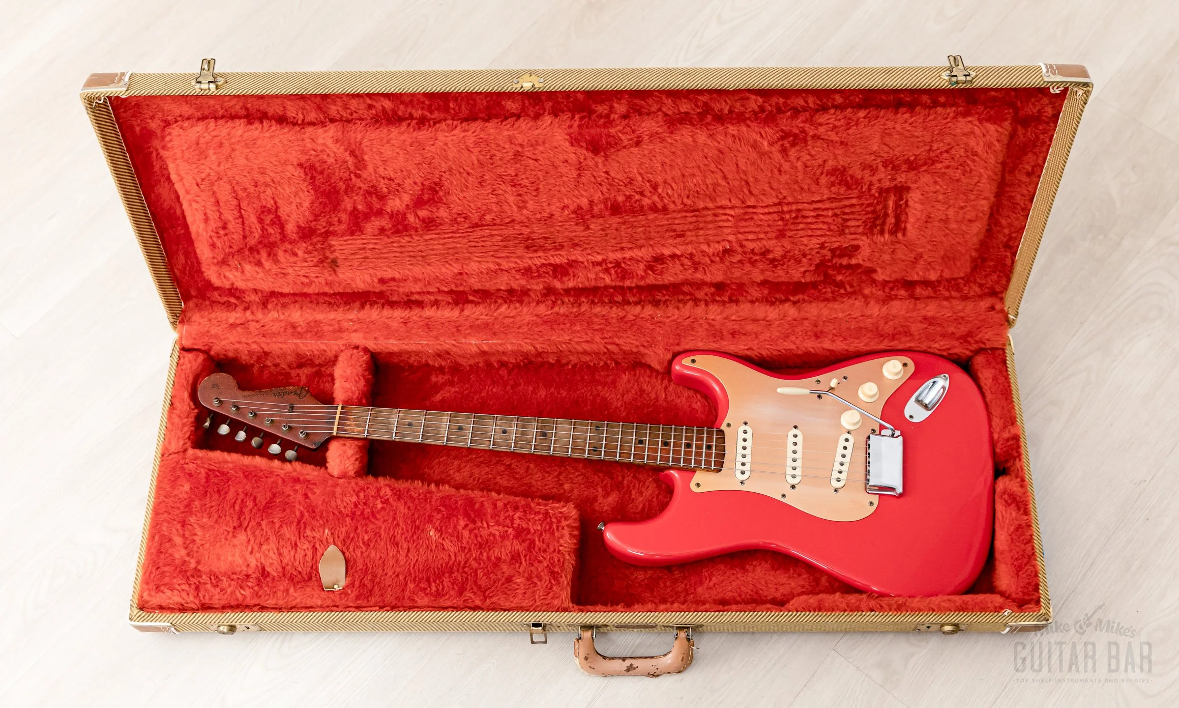 1959 Fender Stratocaster Vintage Guitar Pre-CBS, Matador Red Lacquer (Riggio) w/ Tweed Case - Image 24