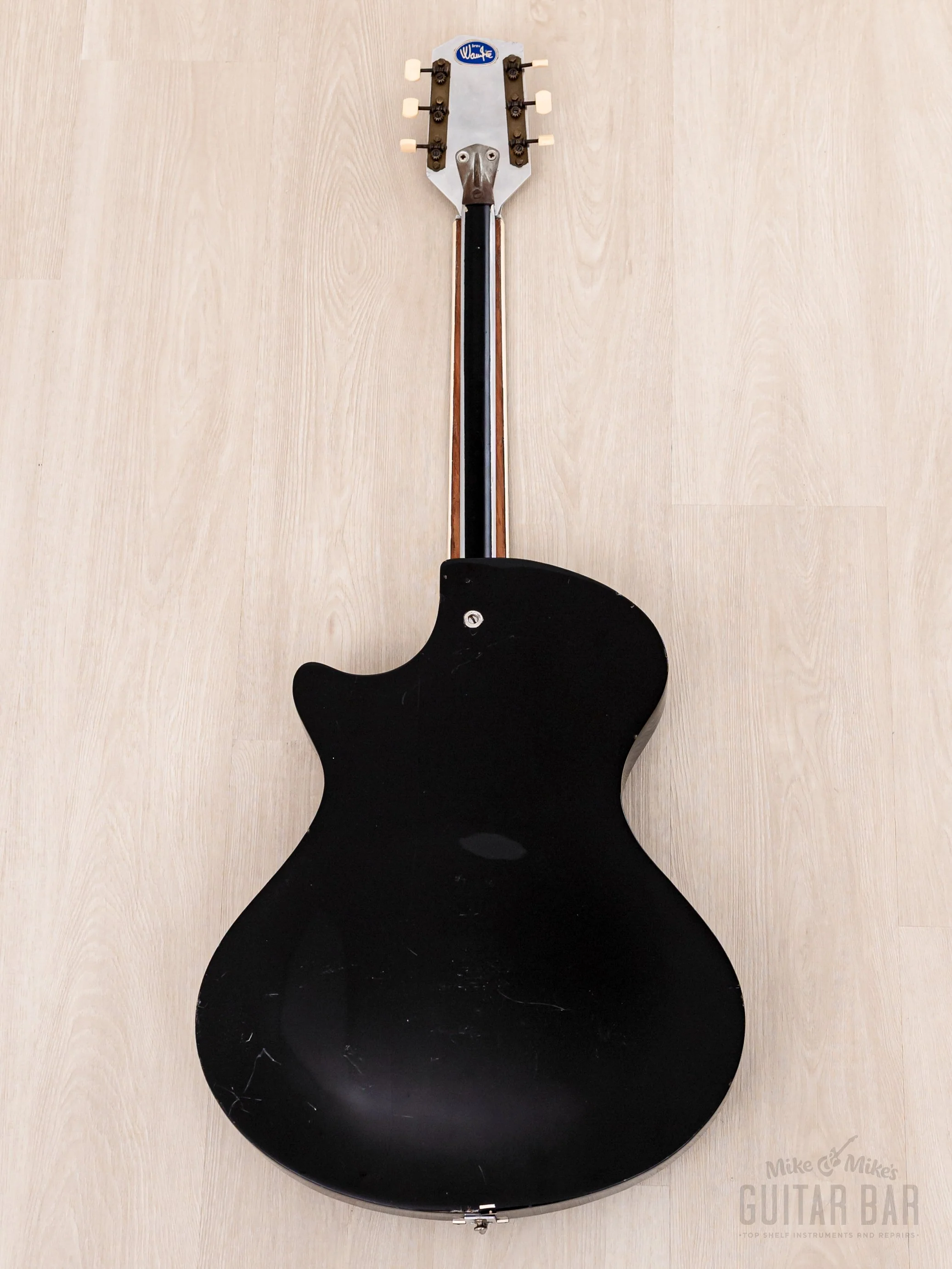 1960 Wandre Blue Jeans Vintage Aluminum Neck Hollowbody Guitar Black w/ Davoli Pickup, Case - Image 3