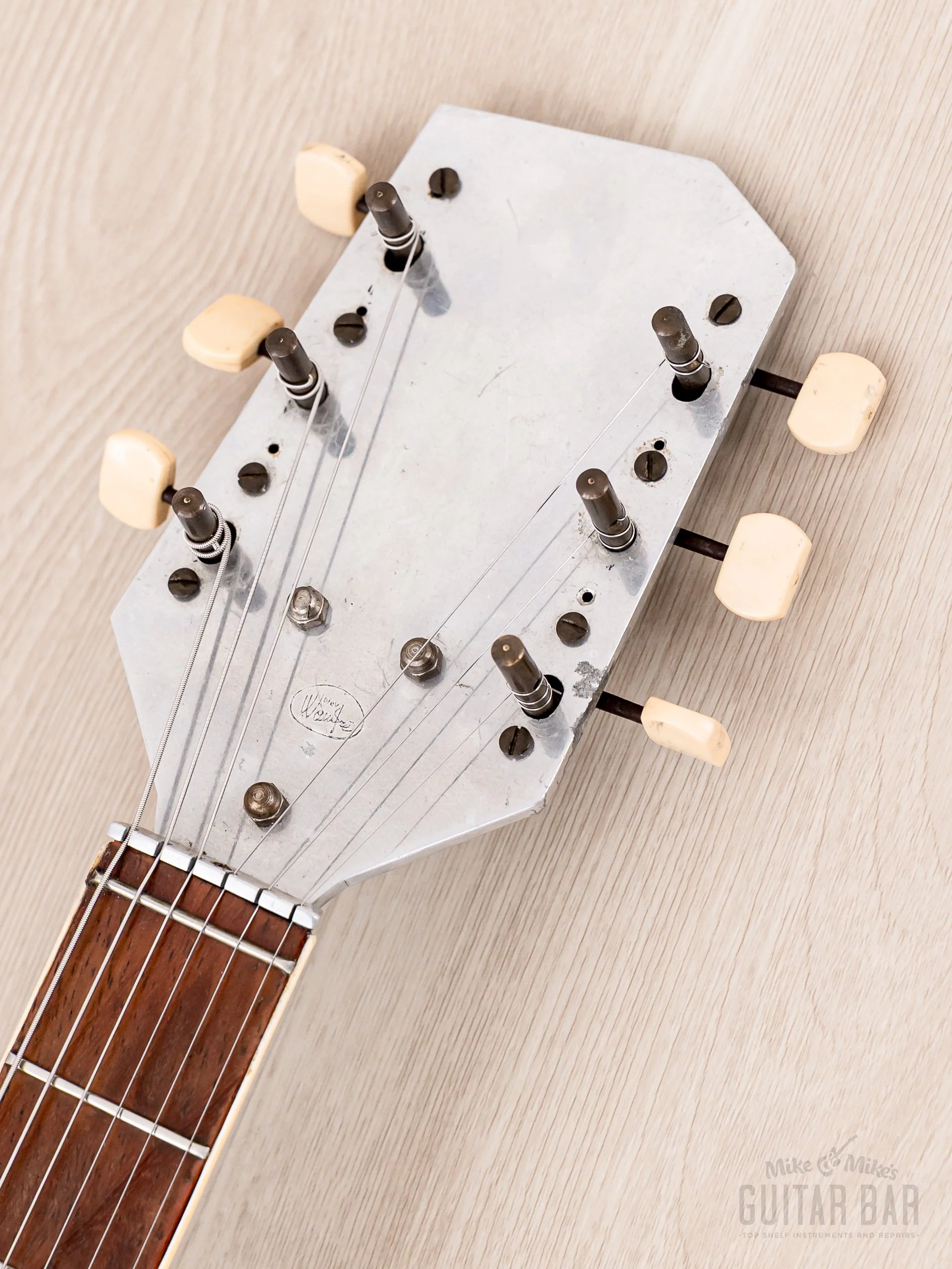 1960 Wandre Blue Jeans Vintage Aluminum Neck Hollowbody Guitar Black w/ Davoli Pickup, Case - Image 4