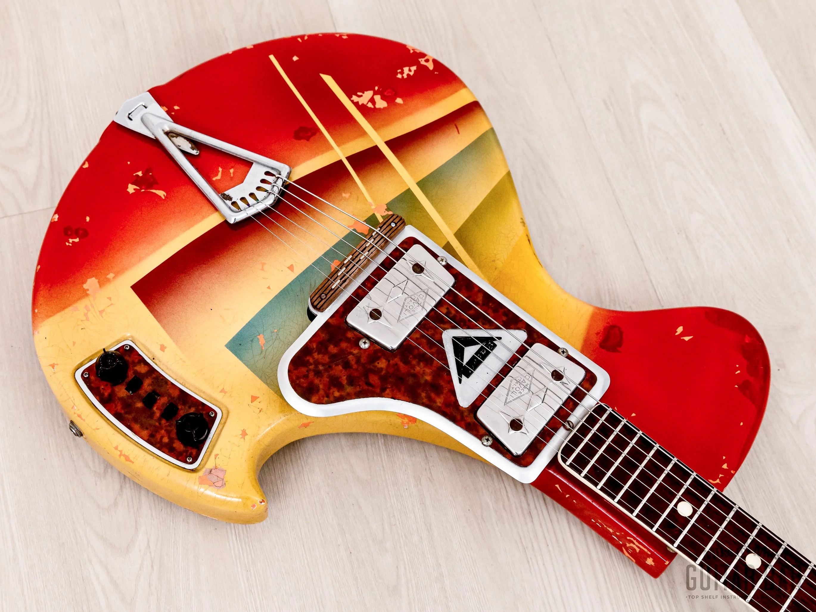 1960s Wandré Rock Oval Vintage Aluminum Neck Guitar w/ Case, Italy - Image 10