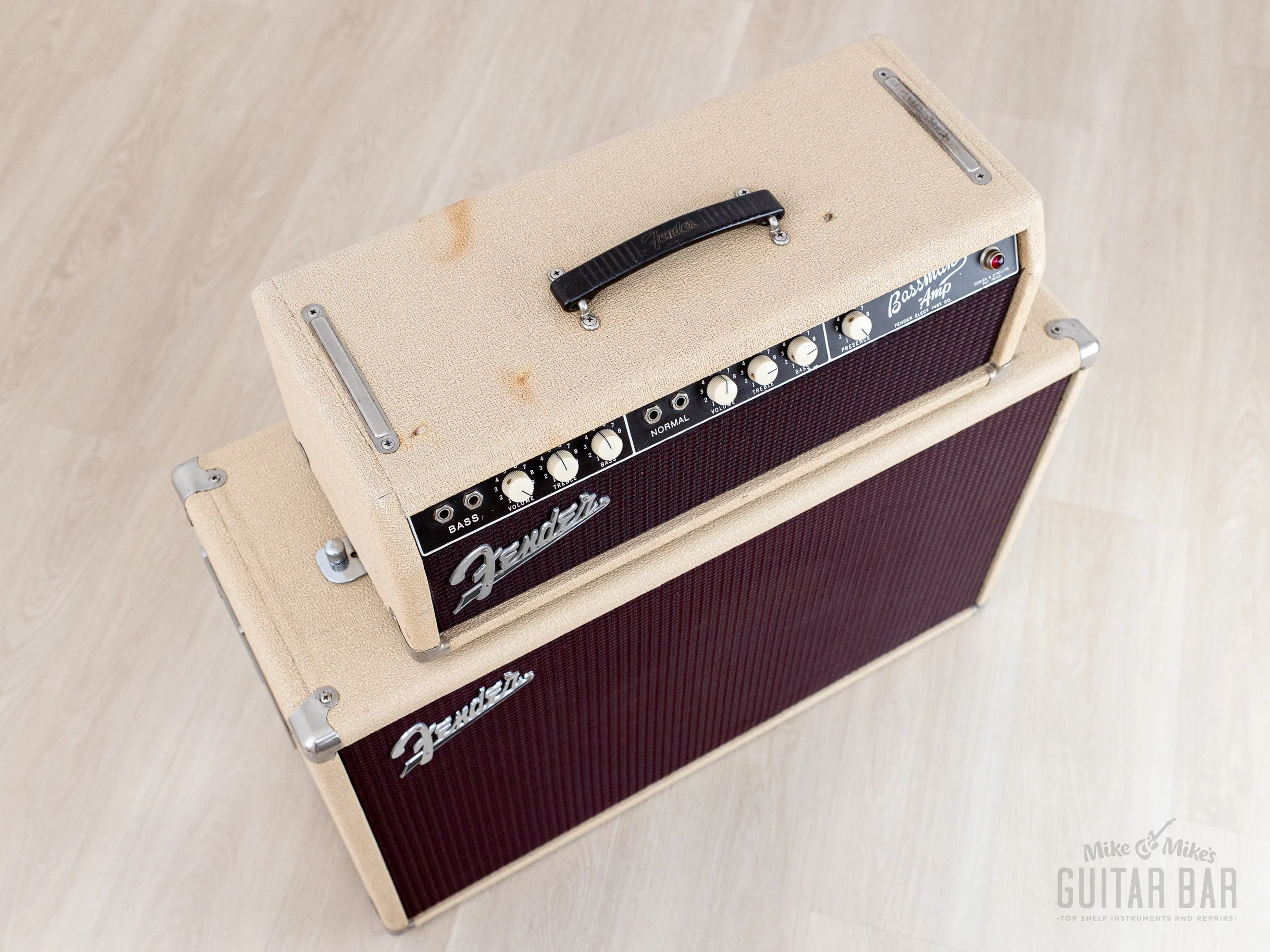 1961 Fender Bassman 6G6 Blonde Brown Panel Vintage Piggyback Tube Amp 1x12 Tone Ring w/ Oxford 12M6, Victoria Covers - Image 3