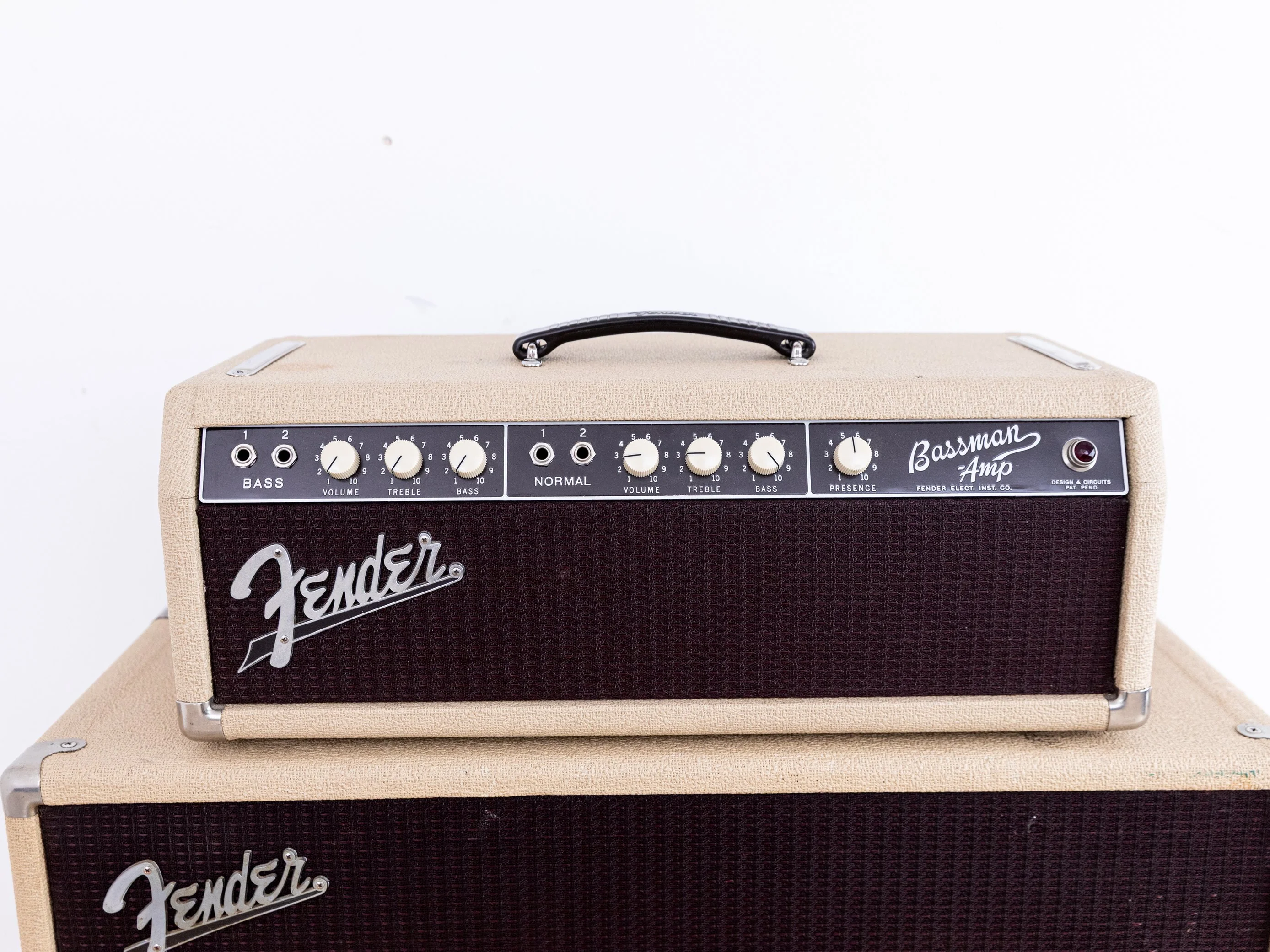 1961 Fender Bassman 6G6 Blonde Brown Panel Vintage Piggyback Tube Amp 2x12 w/ Oxford 12M6 & Victoria Covers - Image 2