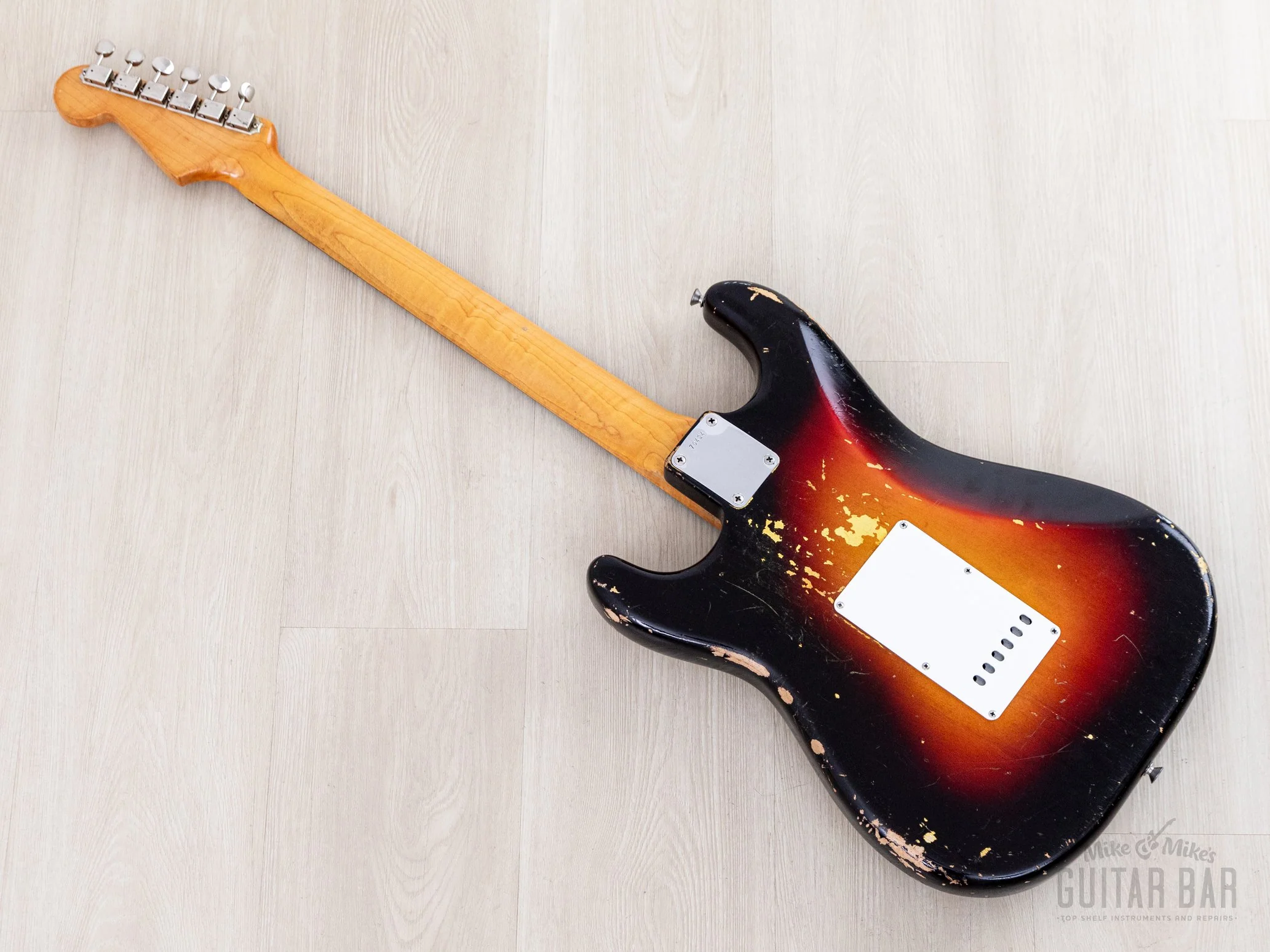1961 Fender Stratocaster Vintage Guitar Sunburst Slab Board w/ Flame Neck, Hangtag, Strap & Case - Image 13