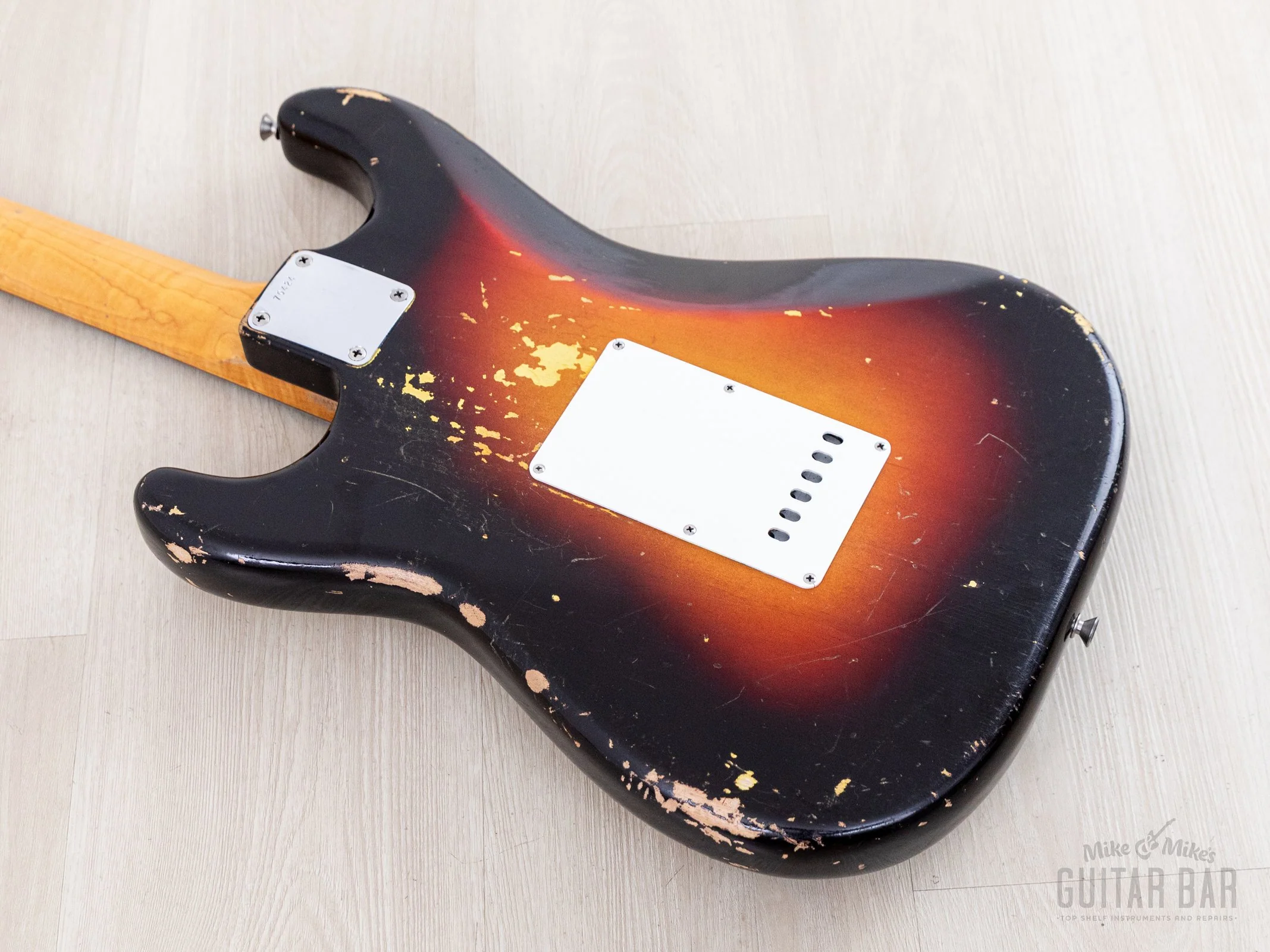 1961 Fender Stratocaster Vintage Guitar Sunburst Slab Board w/ Flame Neck, Hangtag, Strap & Case - Image 15