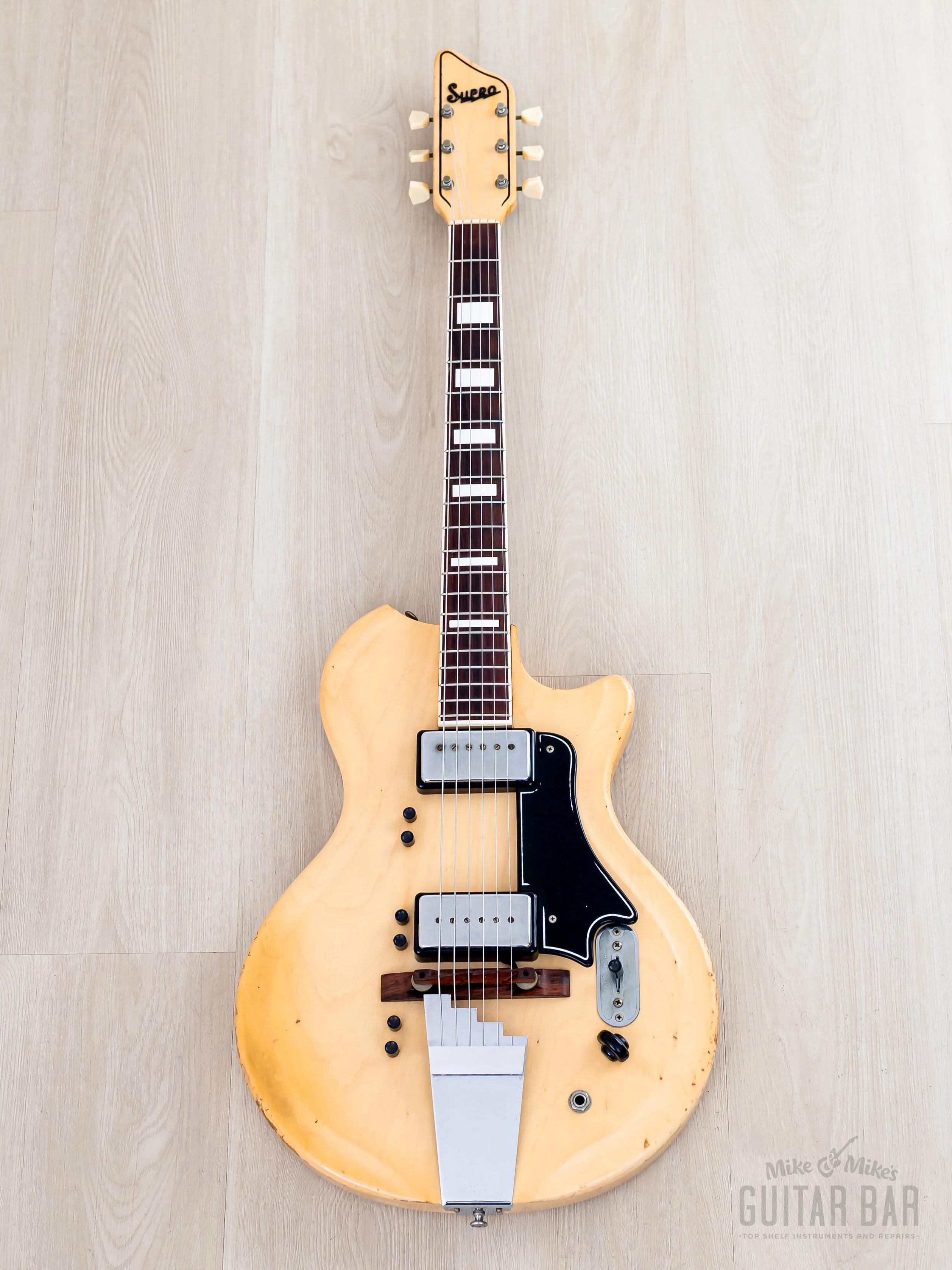 1961 Supro Silverwood 1596 Val Trol Rhythm Master Vintage Guitar Natural Blonde w/ Case, Valco - Image 2