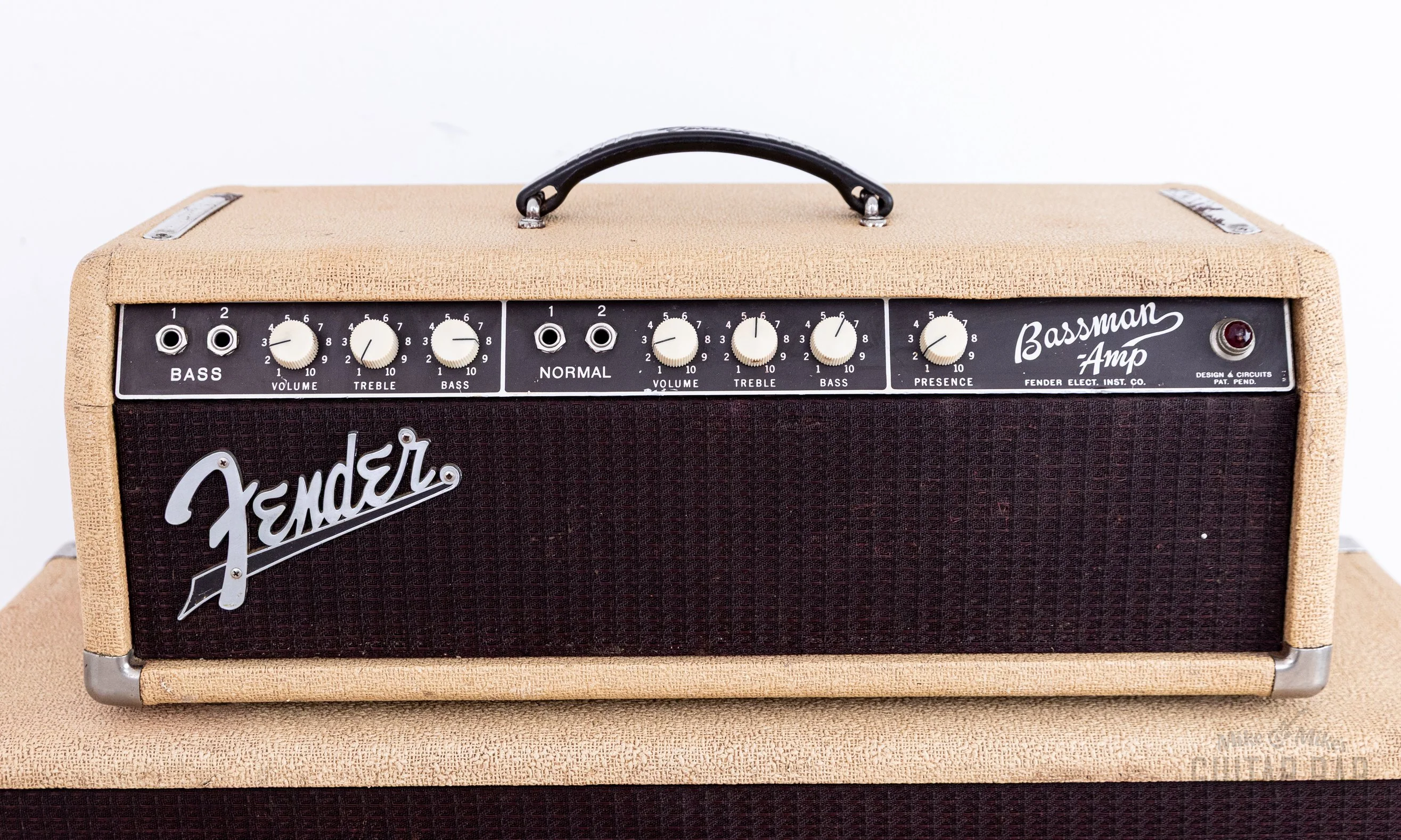 1962 Fender Bassman 6G6-A Tuxedo Brown Panel Blonde Vintage Piggyback Tube Amp w/ Oxford 12M6 - Image 2