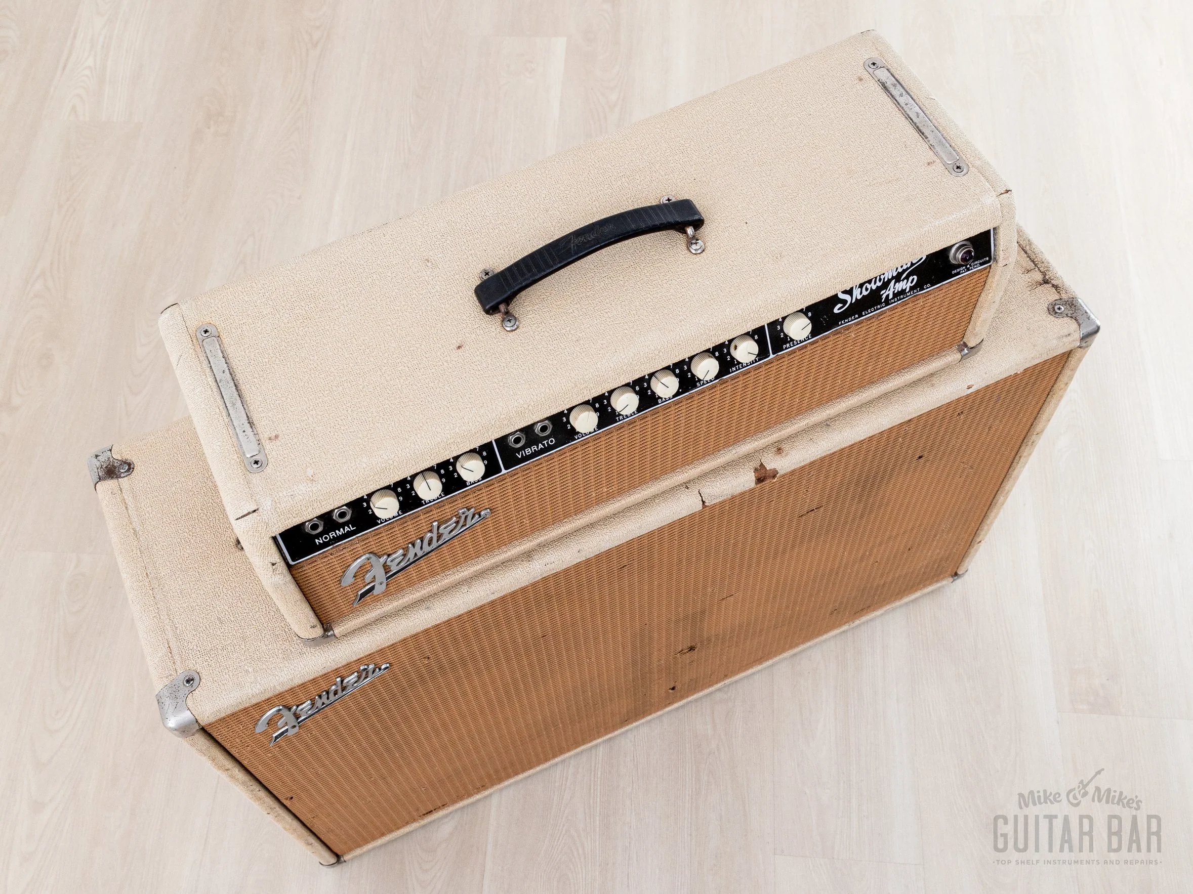 1962 Fender Dual Showman Blonde Brown Panel Vintage Piggyback Tube Amp 2x15 w/ Altec 421A - Image 4