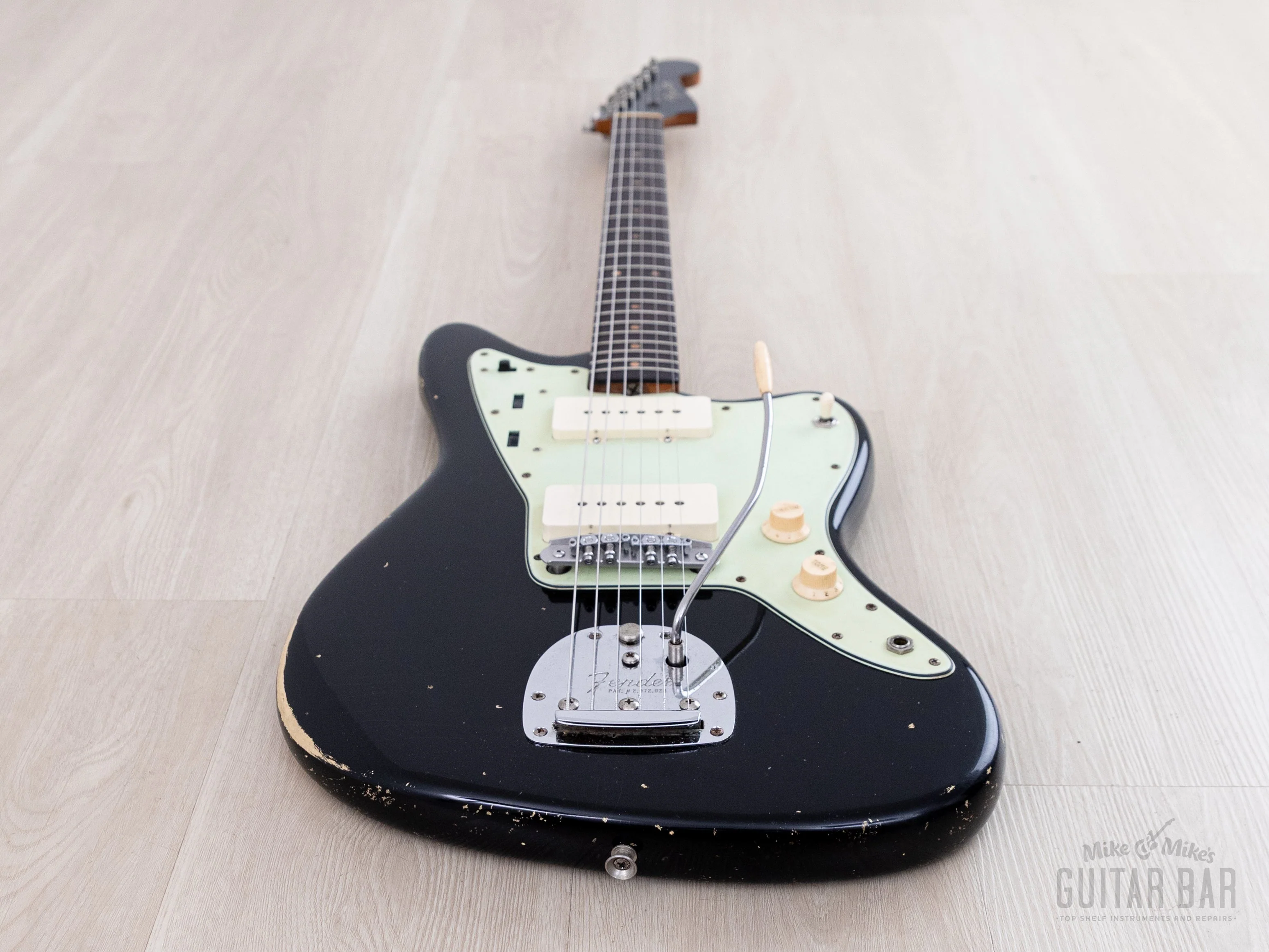 1962 Fender Jazzmaster Pre-CBS Vintage Offset Guitar Black + Headstock w/ Case - Image 11