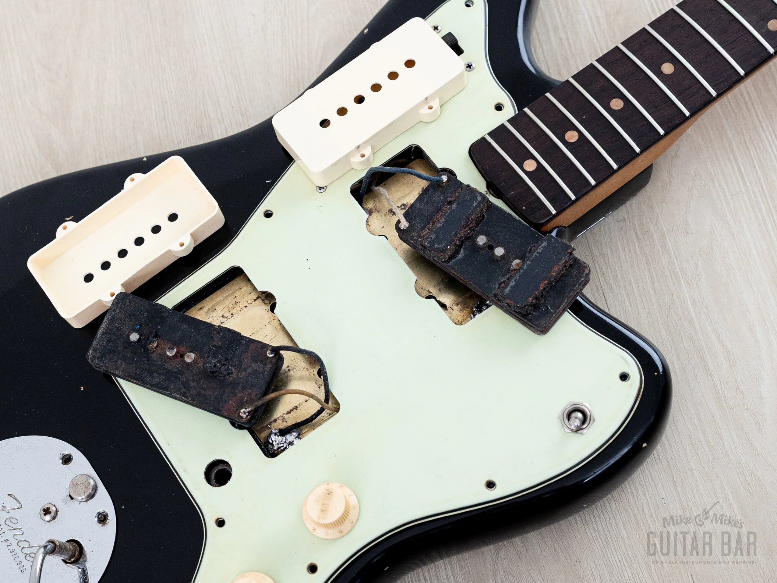 1962 Fender Jazzmaster Pre-CBS Vintage Offset Guitar Black + Headstock w/ Case - Image 19