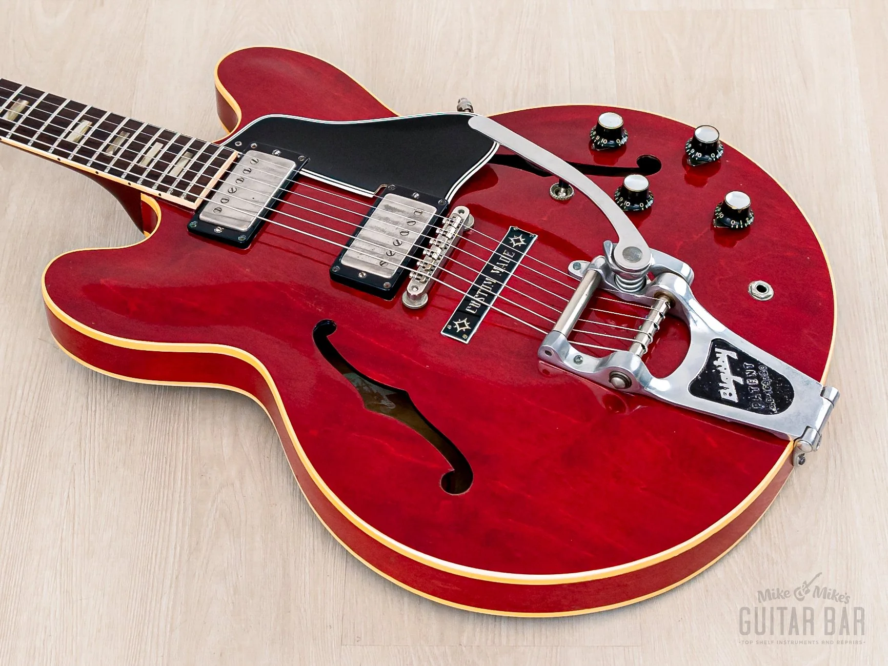 1962 Gibson ES-335 TDC Vintage Semi-Hollow Guitar Cherry w/ Bigsby, Pat # Pickups, Lifton Case - Image 11