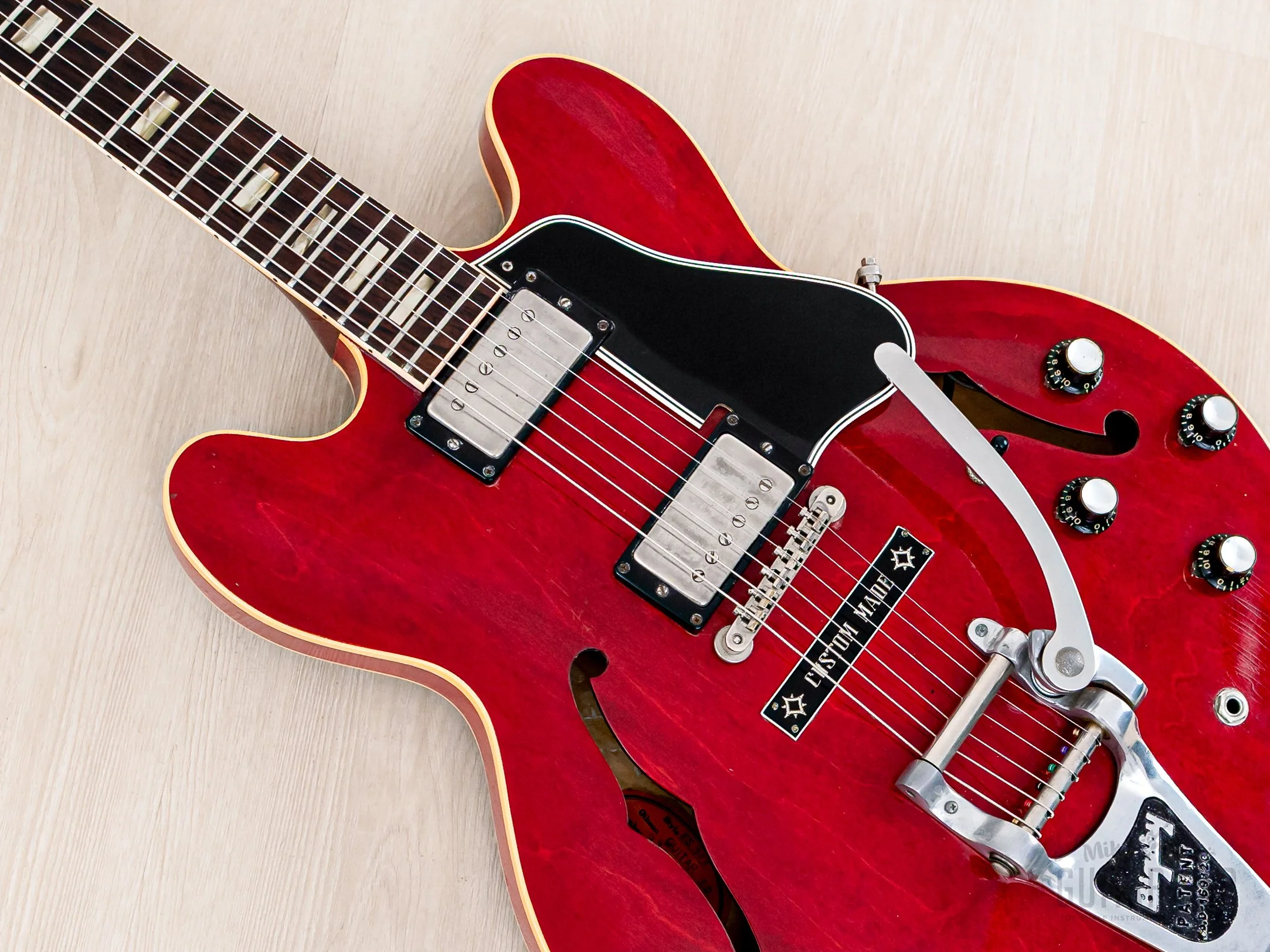 1962 Gibson ES-335 TDC Vintage Semi-Hollow Guitar Cherry w/ Bigsby, Pat # Pickups, Lifton Case - Image 8