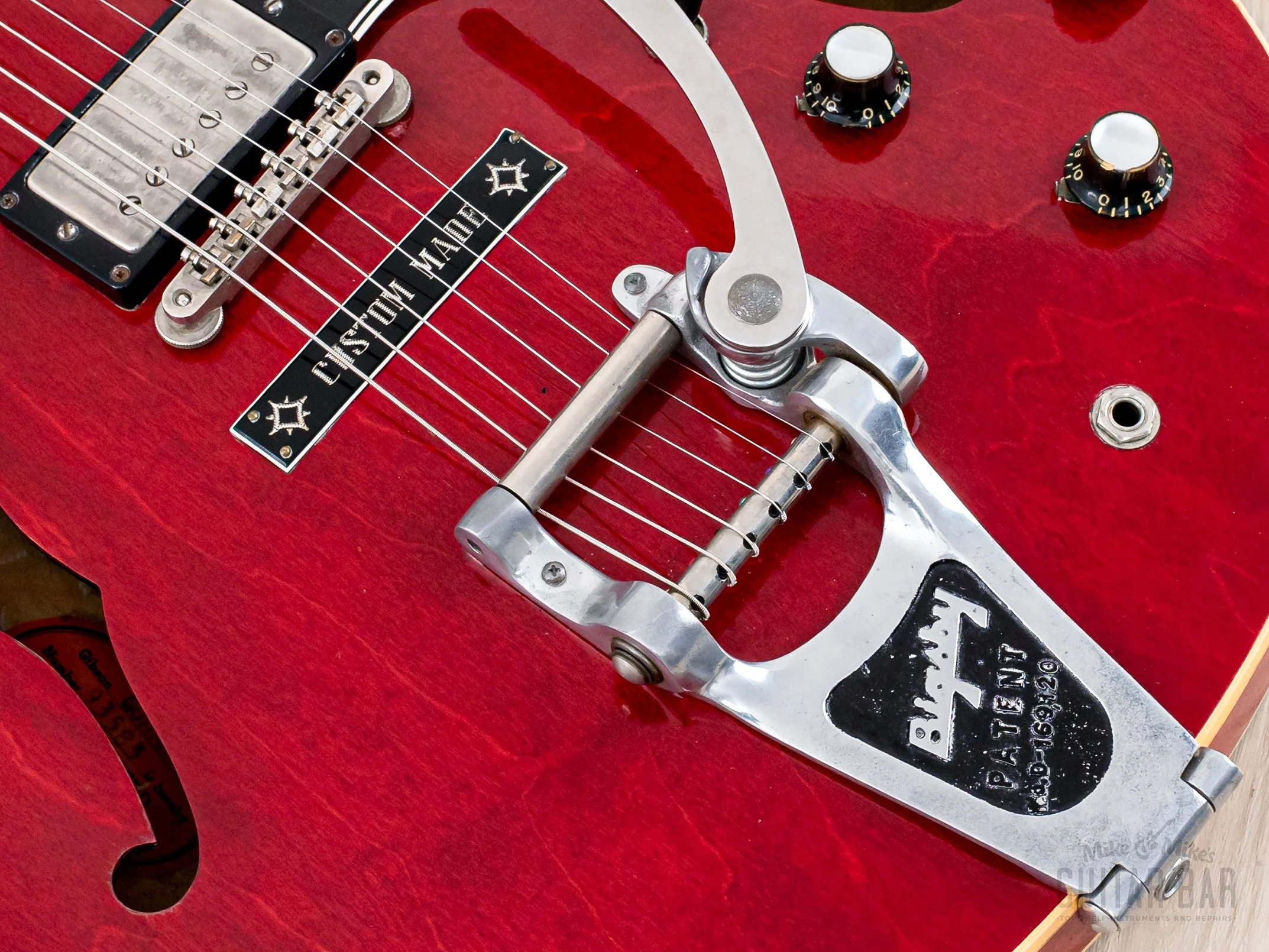 1962 Gibson ES-335 TDC Vintage Semi-Hollow Guitar Cherry w/ Bigsby, Pat # Pickups, Lifton Case - Image 9