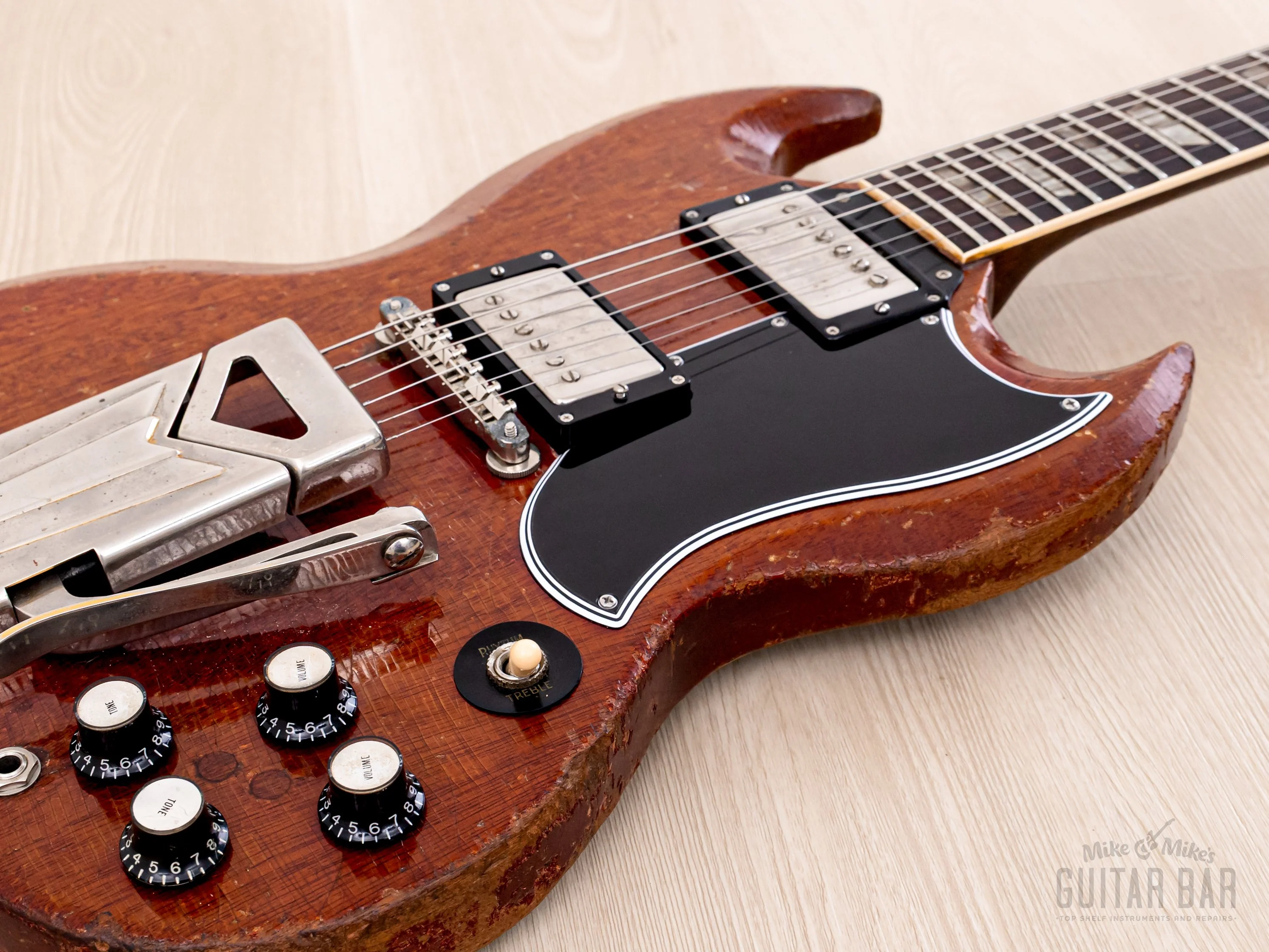 1962 Gibson Les Paul SG Standard Employee Guitar Cherry w/ Pat # Pickups, Sideways Vibrola, Case - Image 7