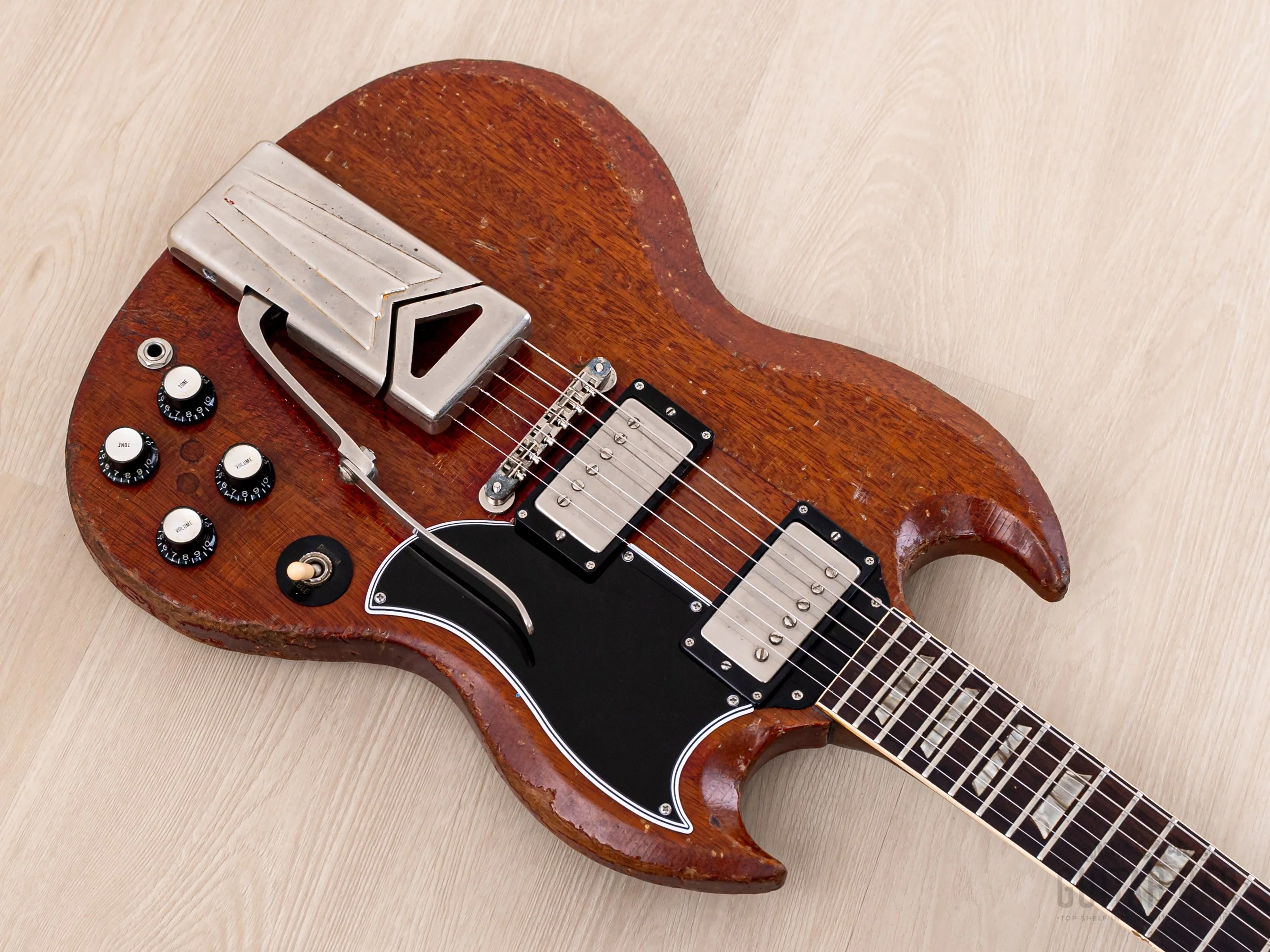 1962 Gibson Les Paul SG Standard Employee Guitar Cherry w/ Pat # Pickups, Sideways Vibrola, Case - Image 8
