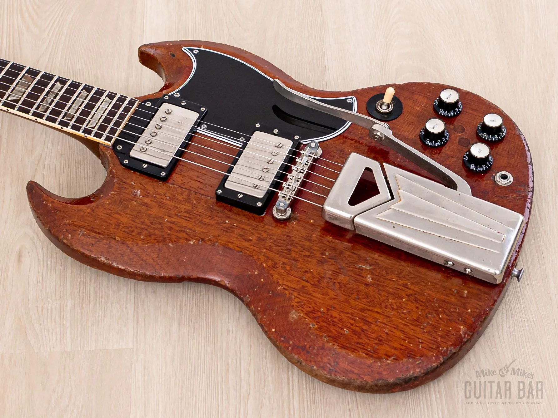 1962 Gibson Les Paul SG Standard Employee Guitar Cherry w/ Pat # Pickups, Sideways Vibrola, Case - Image 9