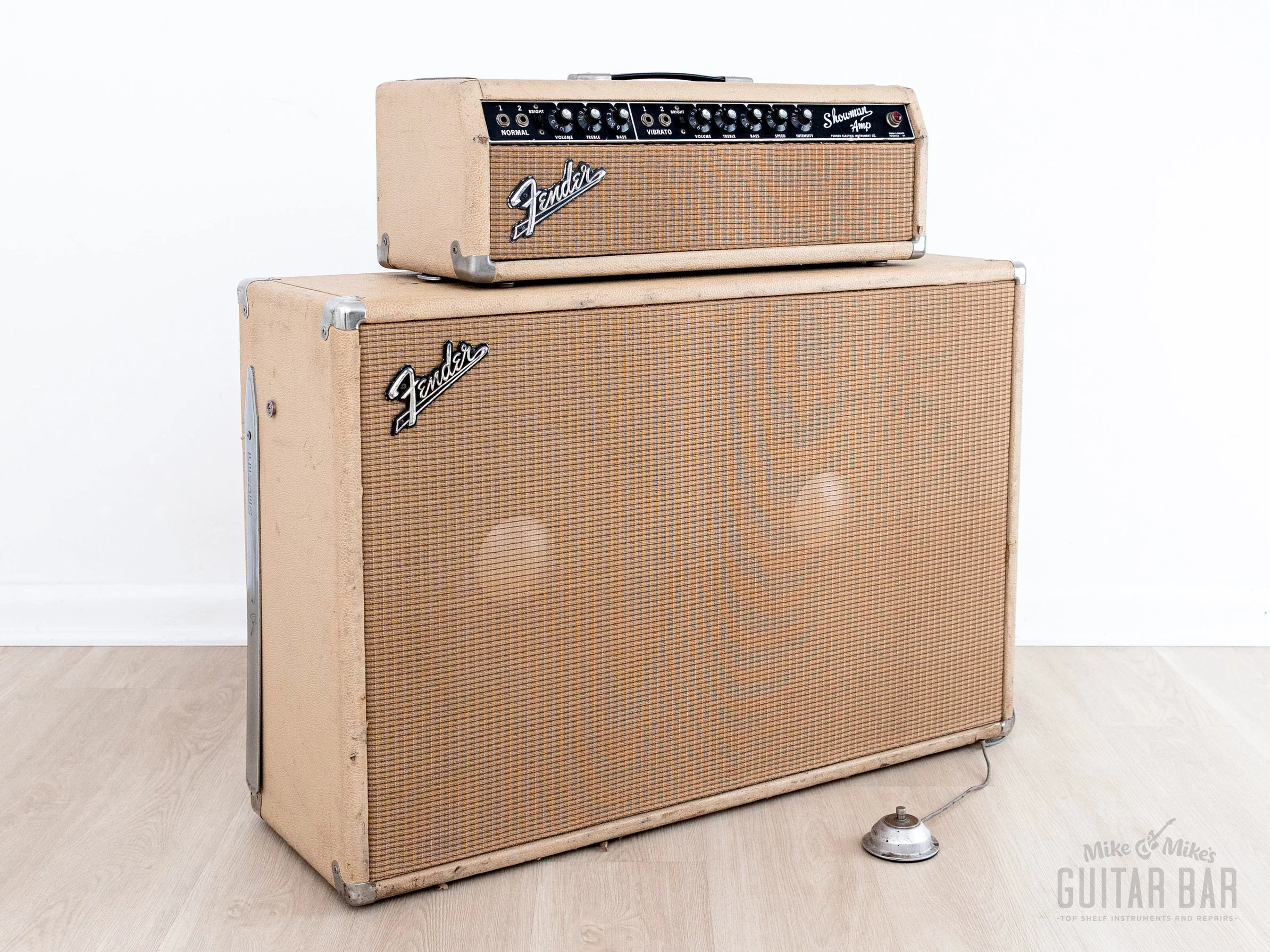 1963 Fender Dual Showman Pre-CBS Vintage Blonde Black Panel Piggyback Tube Amp w/ 7355 Tubes, JBL D130 Speakers