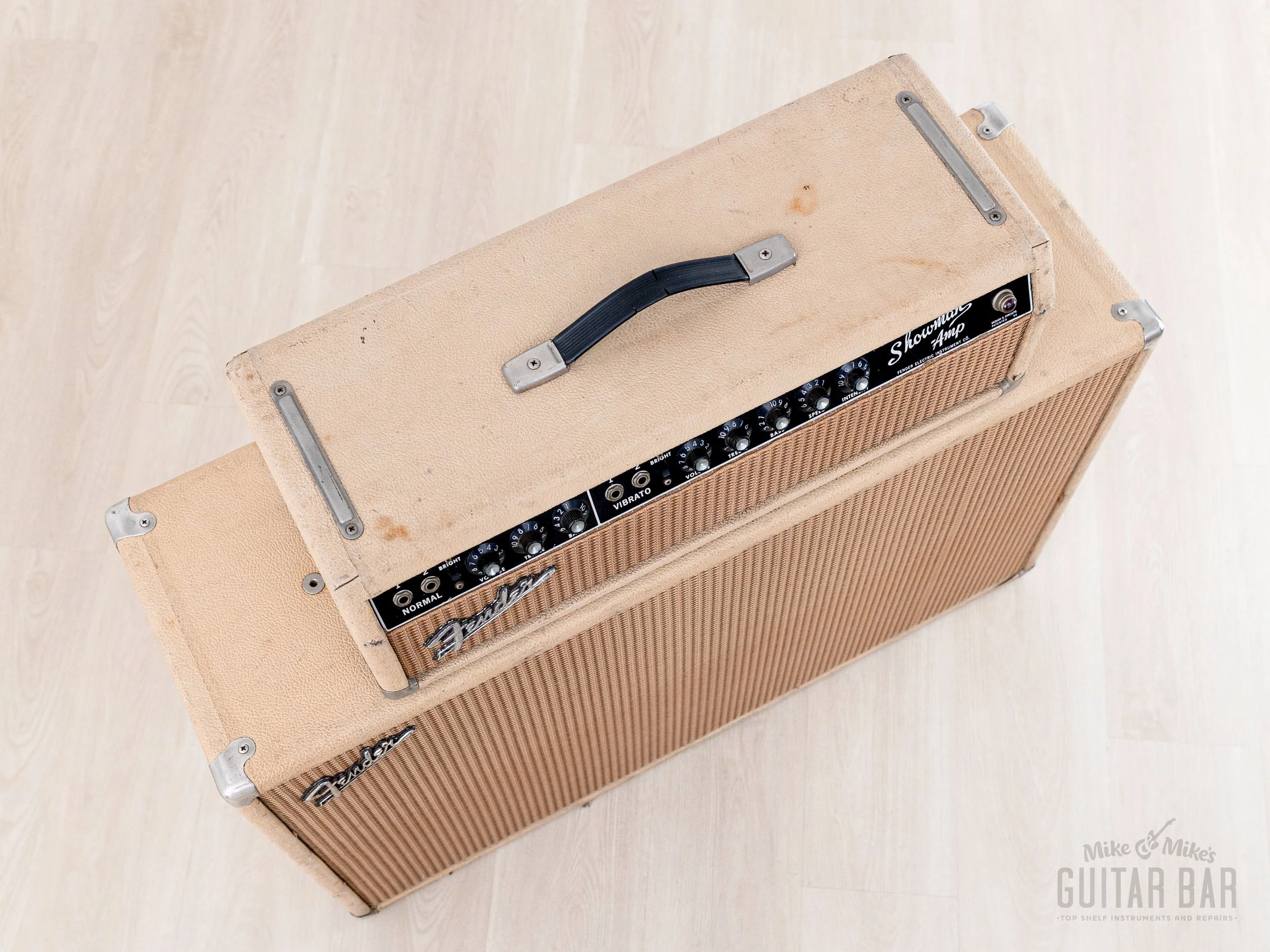 1963 Fender Dual Showman Pre-CBS Vintage Blonde Black Panel Piggyback Tube Amp w/ 7355 Tubes, JBL D130 Speakers - Image 4