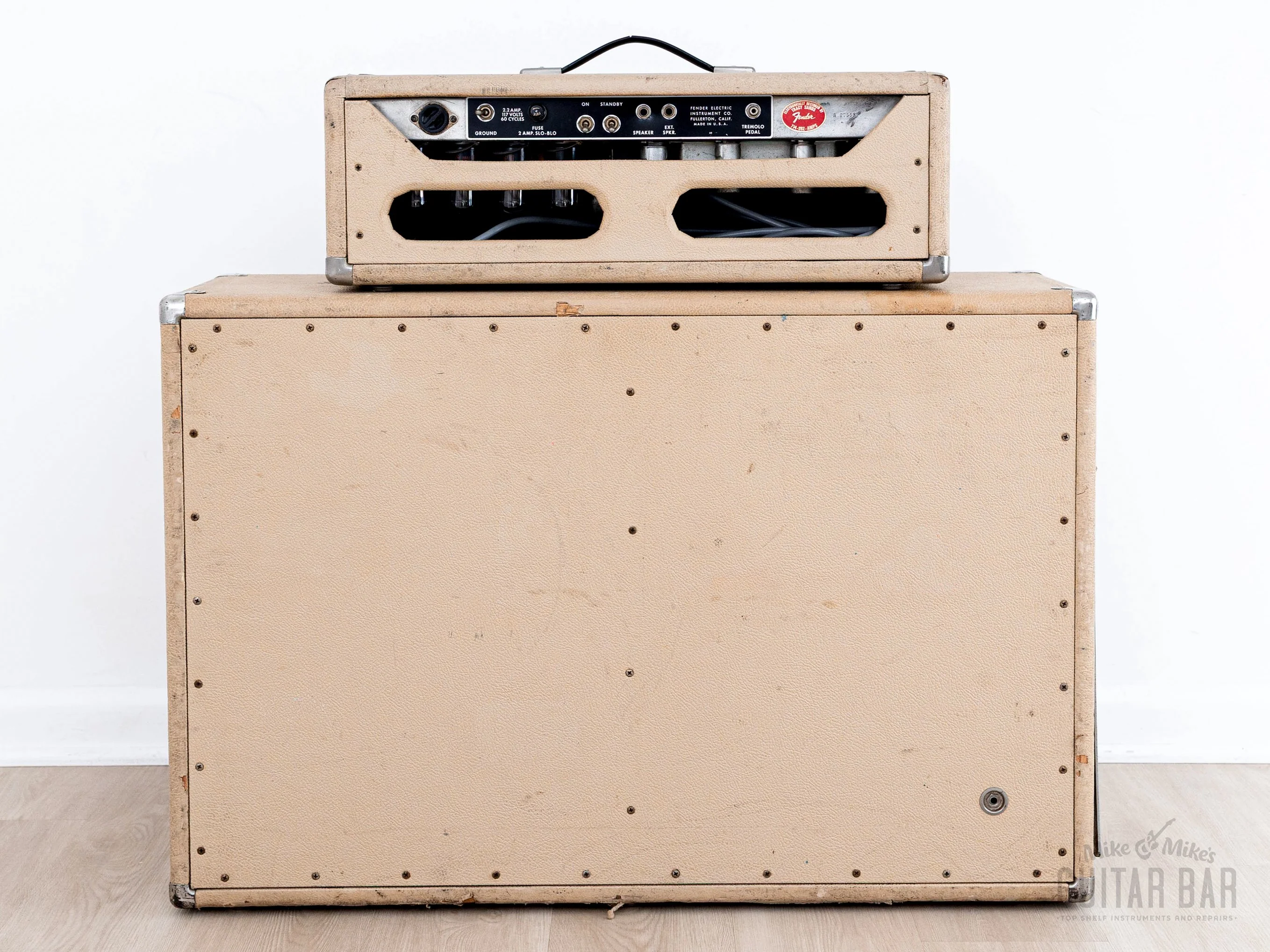 1963 Fender Dual Showman Pre-CBS Vintage Blonde Black Panel Piggyback Tube Amp w/ 7355 Tubes, JBL D130 Speakers - Image 8