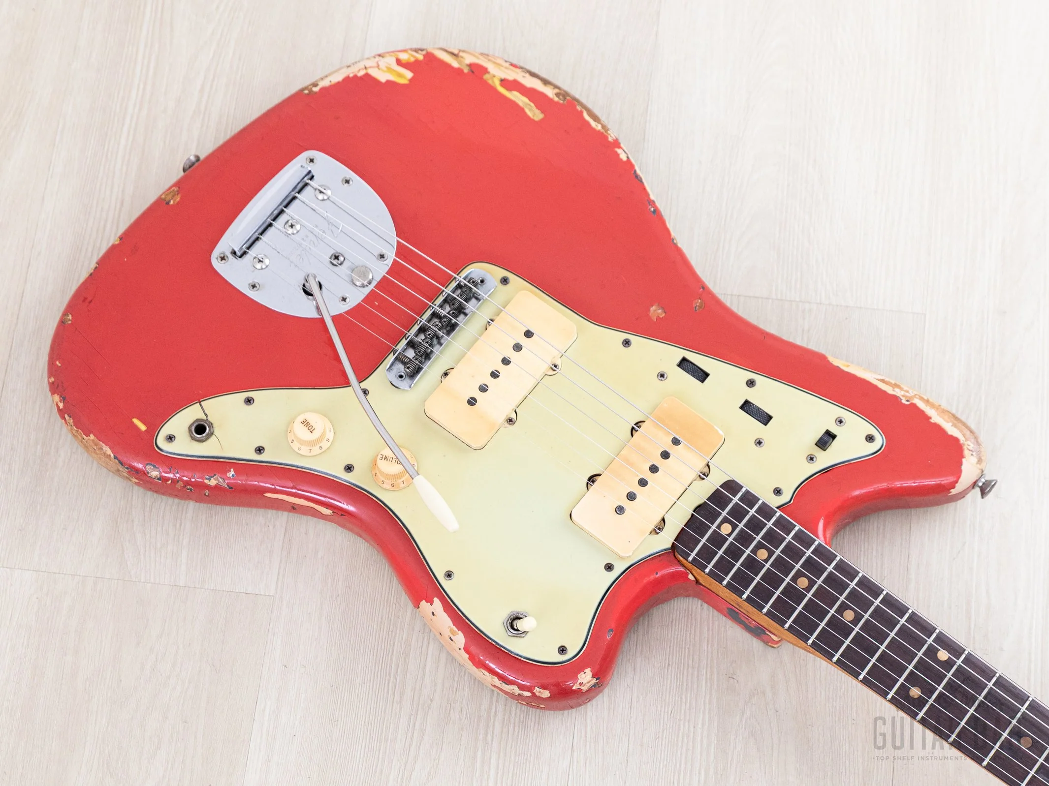 1963 Fender Jazzmaster Pre-CBS Vintage Guitar Fiesta Red w/ Blonde Case - Image 9