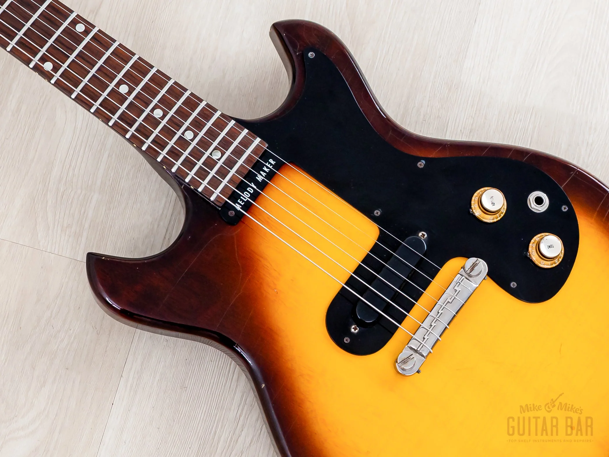1964 Gibson Melody Maker Double Cut Vintage Guitar Sunburst, 100% Original w/ Case - Image 7