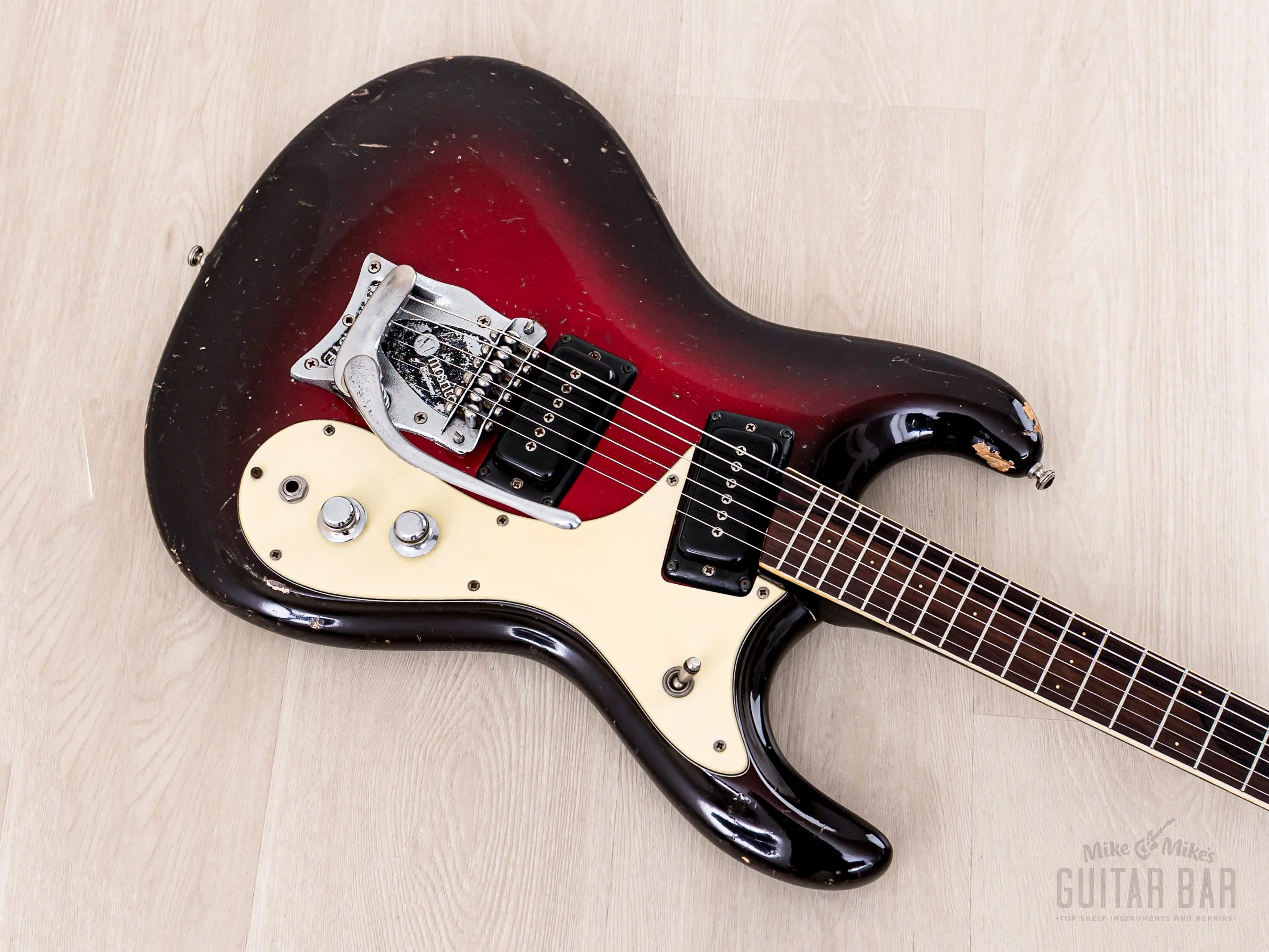 1964 Mosrite Ventures Model Vintage Guitar Red Sunburst w/ Vibramute, Case - Image 9