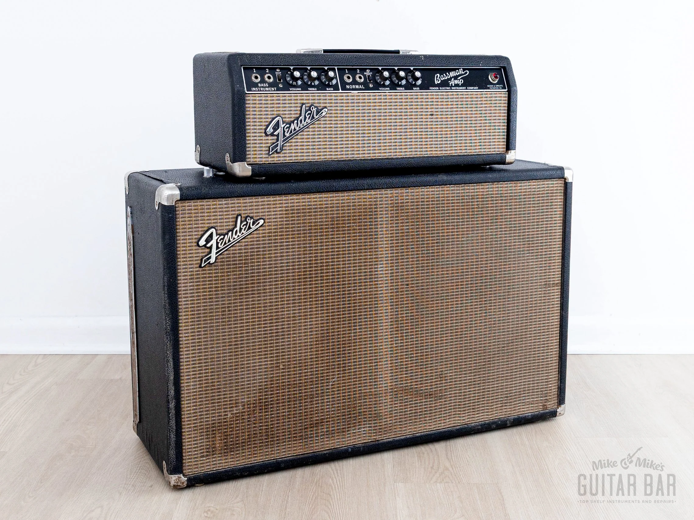1965 Fender Bassman Black Panel AA165 Pre-CBS Vintage Tube Amp Head & 2x12 Cab w/ Oxford 12T6, FEIC