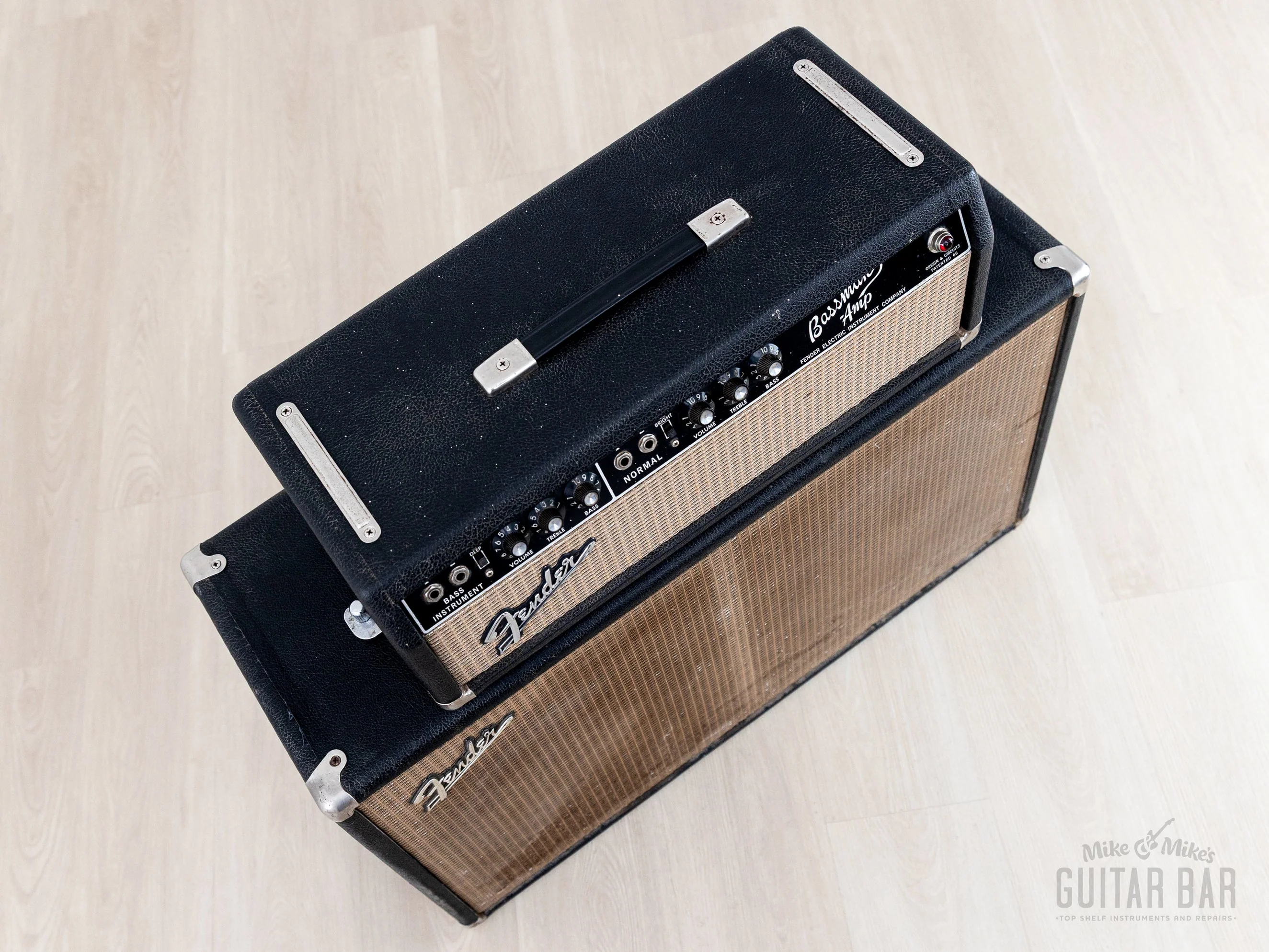 1965 Fender Bassman Black Panel AA165 Pre-CBS Vintage Tube Amp Head & 2x12 Cab w/ Oxford 12T6, FEIC - Image 4