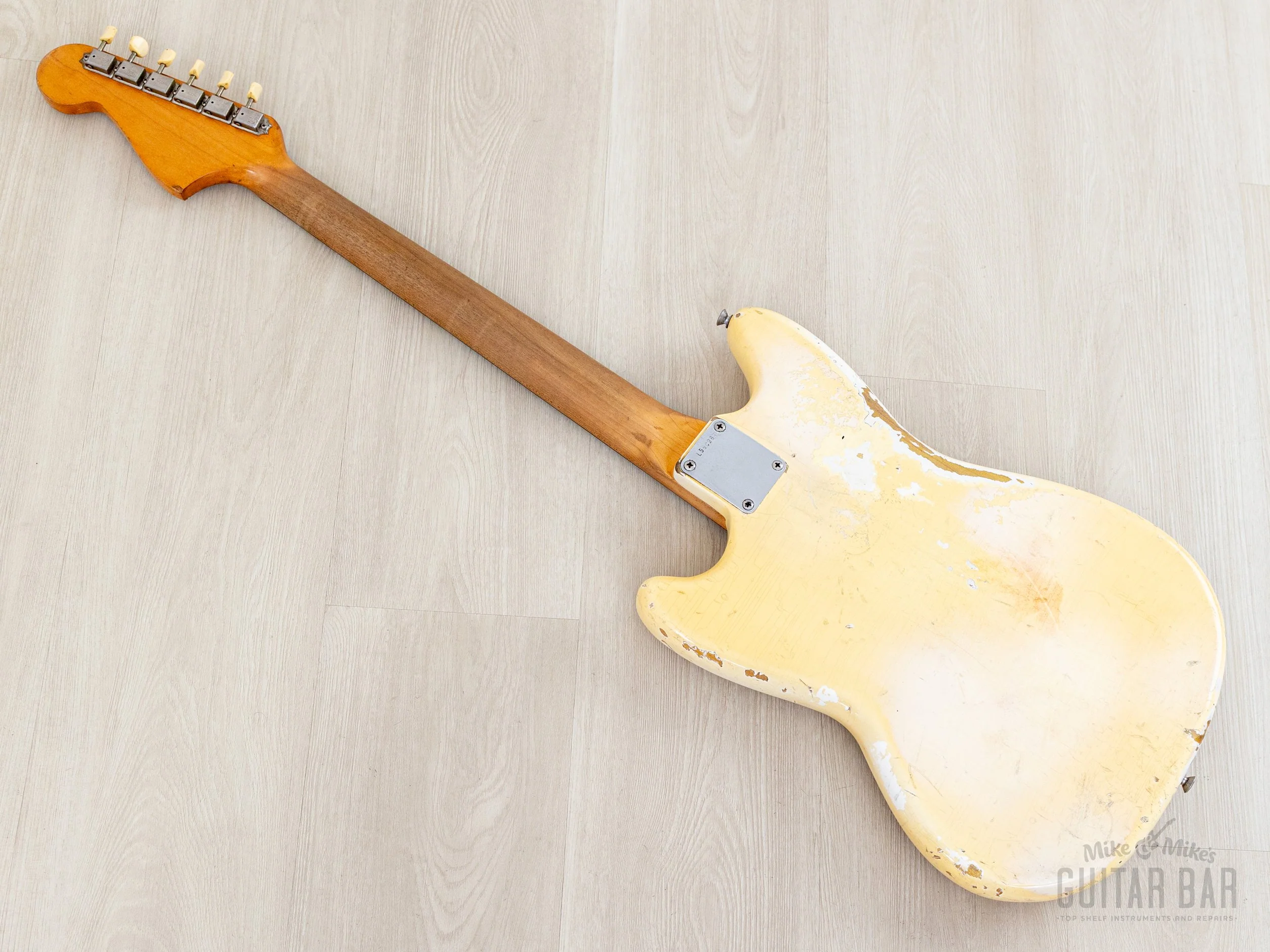 1965 Fender Mustang Vintage Offset Guitar Olympic White w/ Case - Image 13