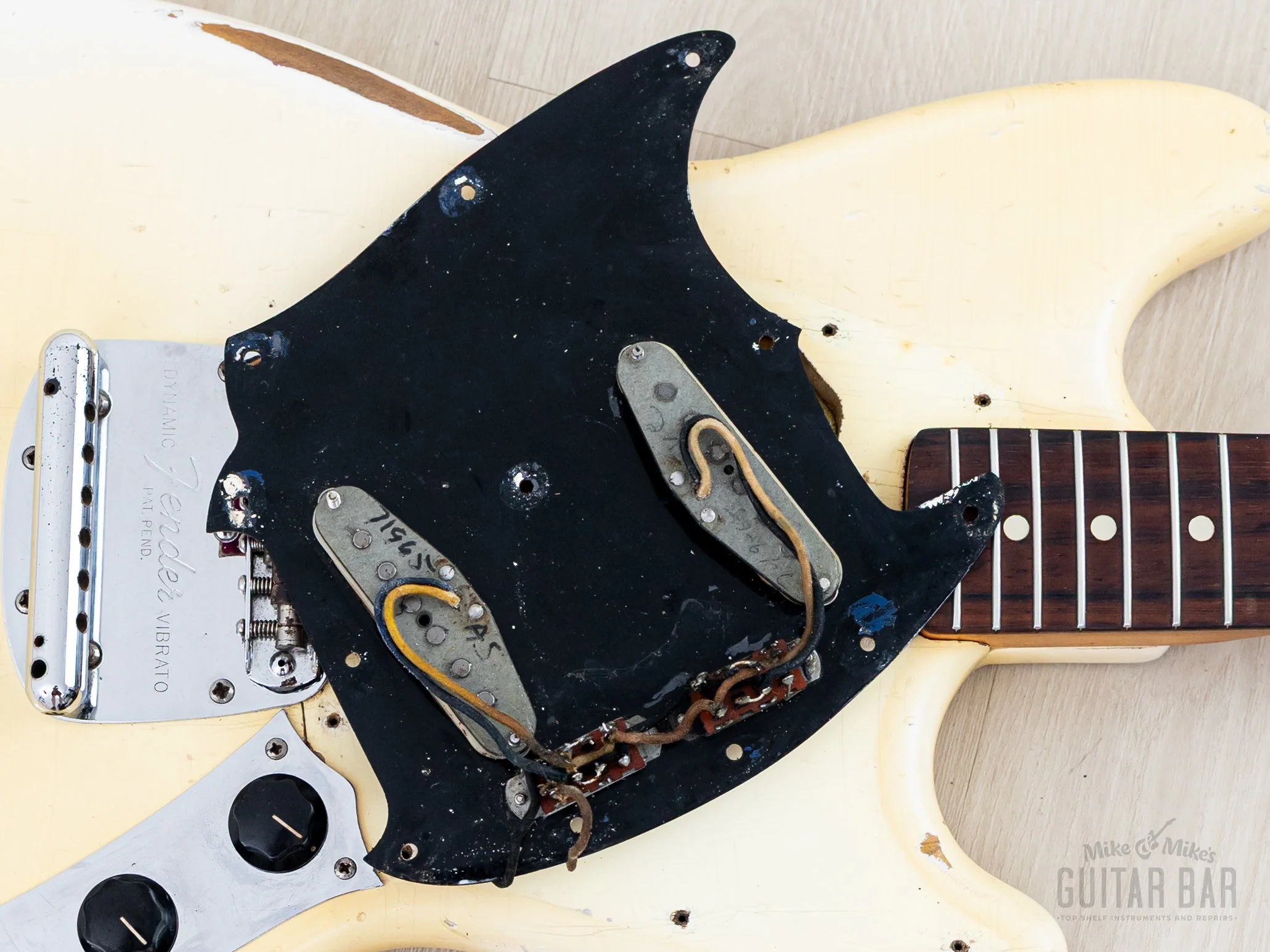 1965 Fender Mustang Vintage Offset Guitar Olympic White w/ Case - Image 19