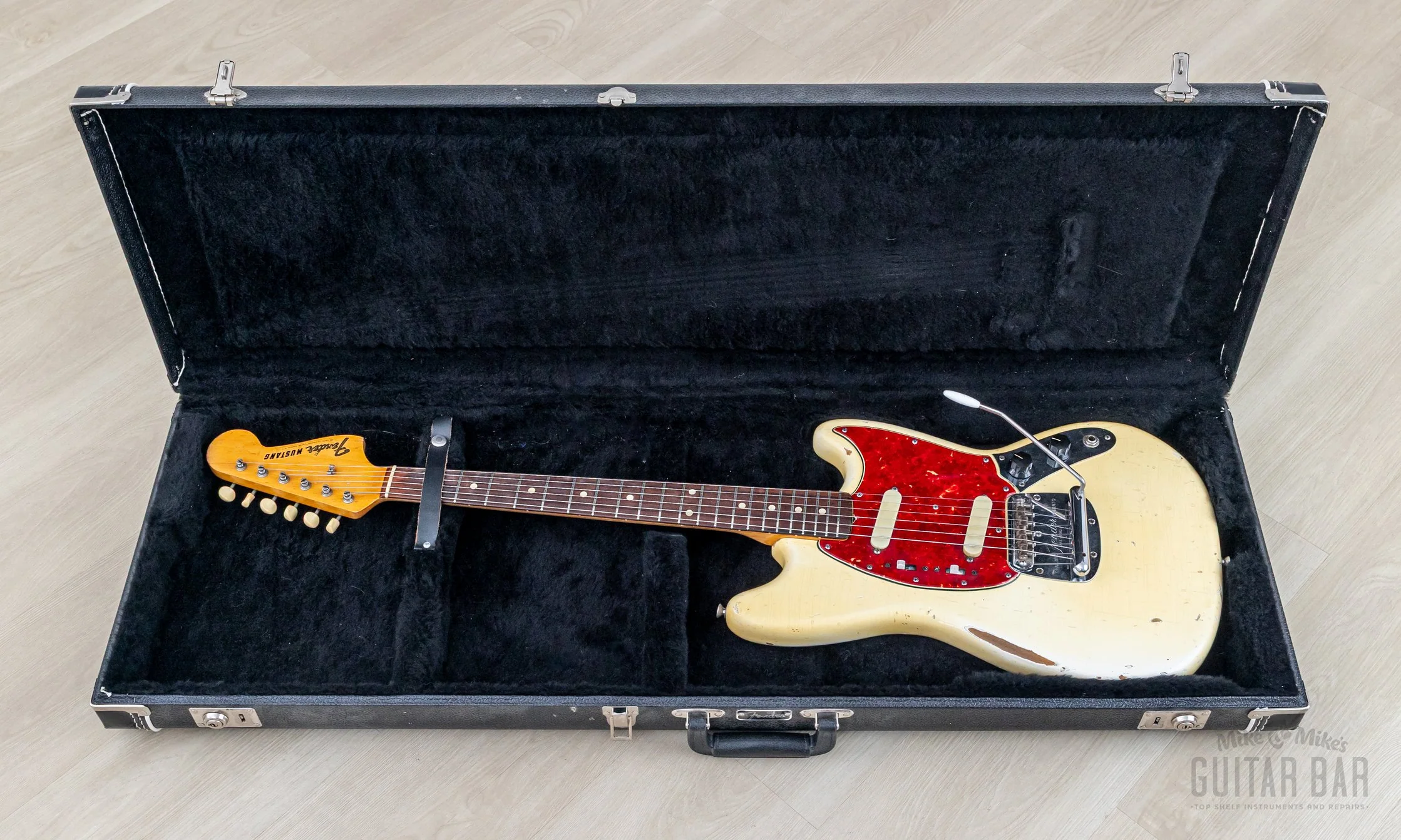 1965 Fender Mustang Vintage Offset Guitar Olympic White w/ Case - Image 23