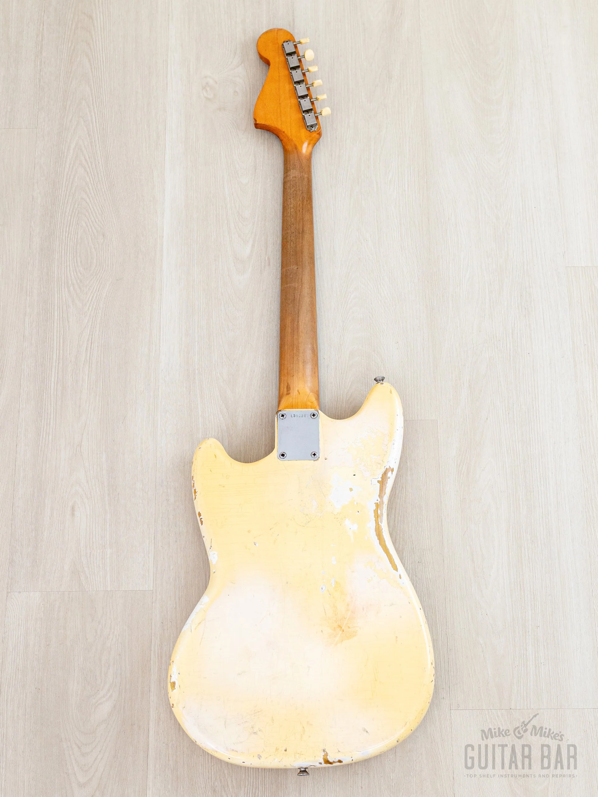 1965 Fender Mustang Vintage Offset Guitar Olympic White w/ Case - Image 3