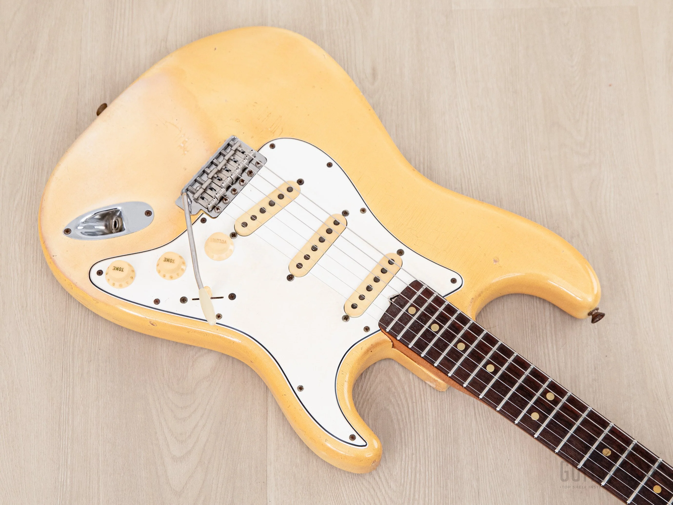 1965 Fender Stratocaster Vintage Guitar Olympic White w/ Case - Image 9
