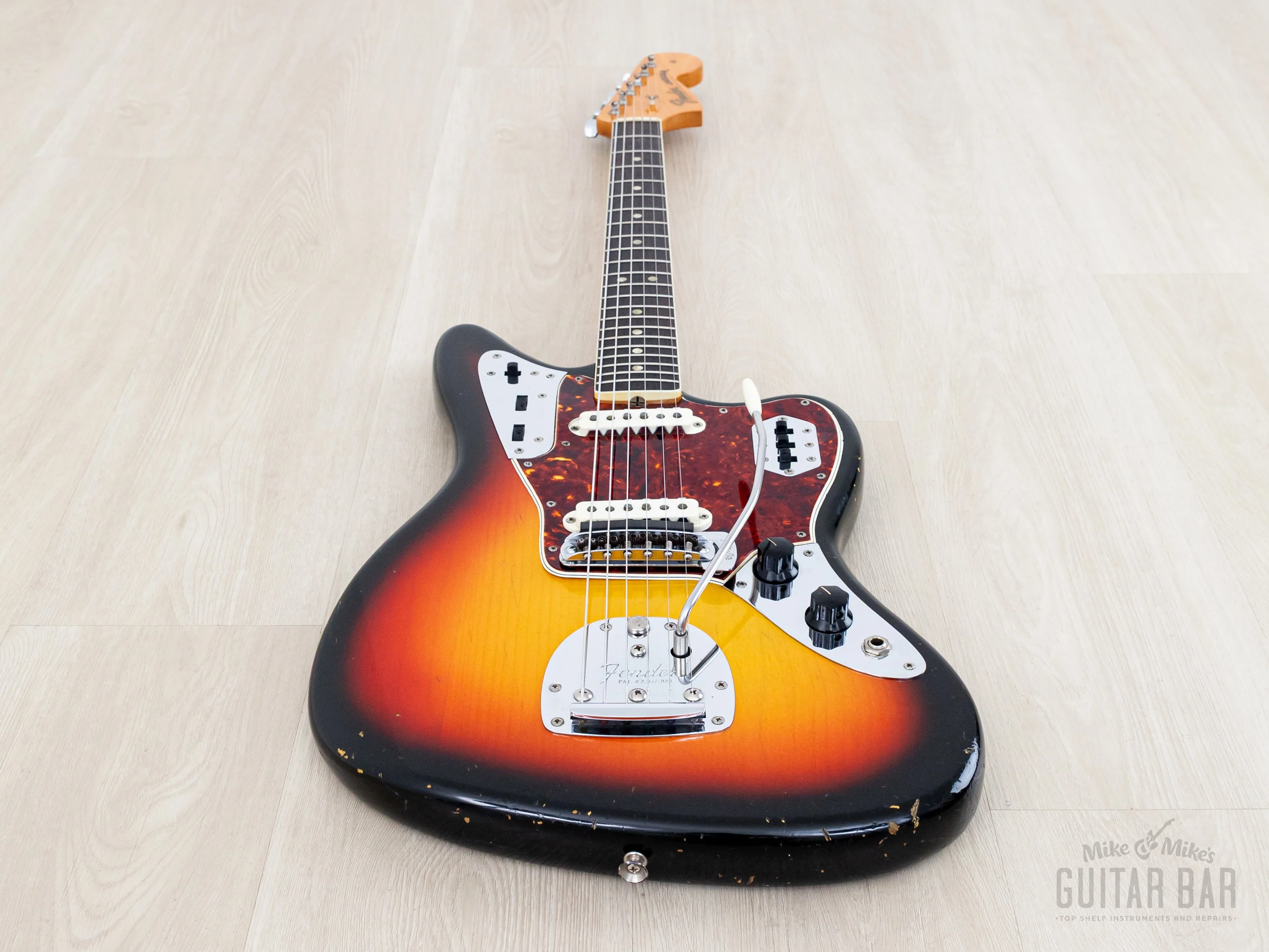 1966 Fender Jaguar Vintage Offset Guitar Sunburst w/ Big Neck, Case - Image 10