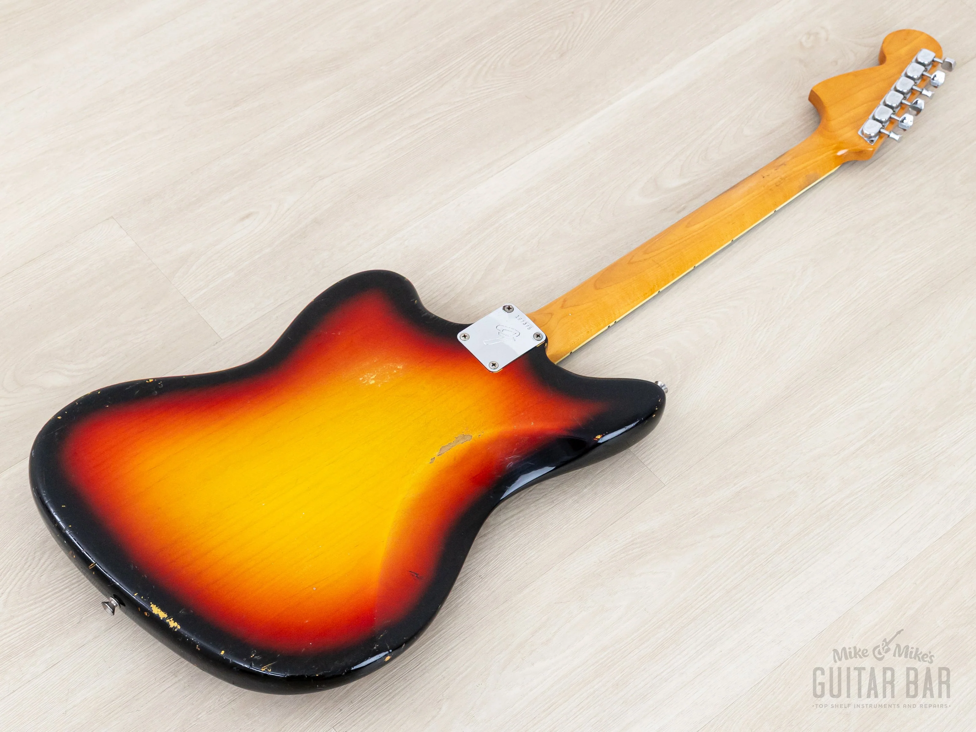 1966 Fender Jaguar Vintage Offset Guitar Sunburst w/ Big Neck, Case - Image 13