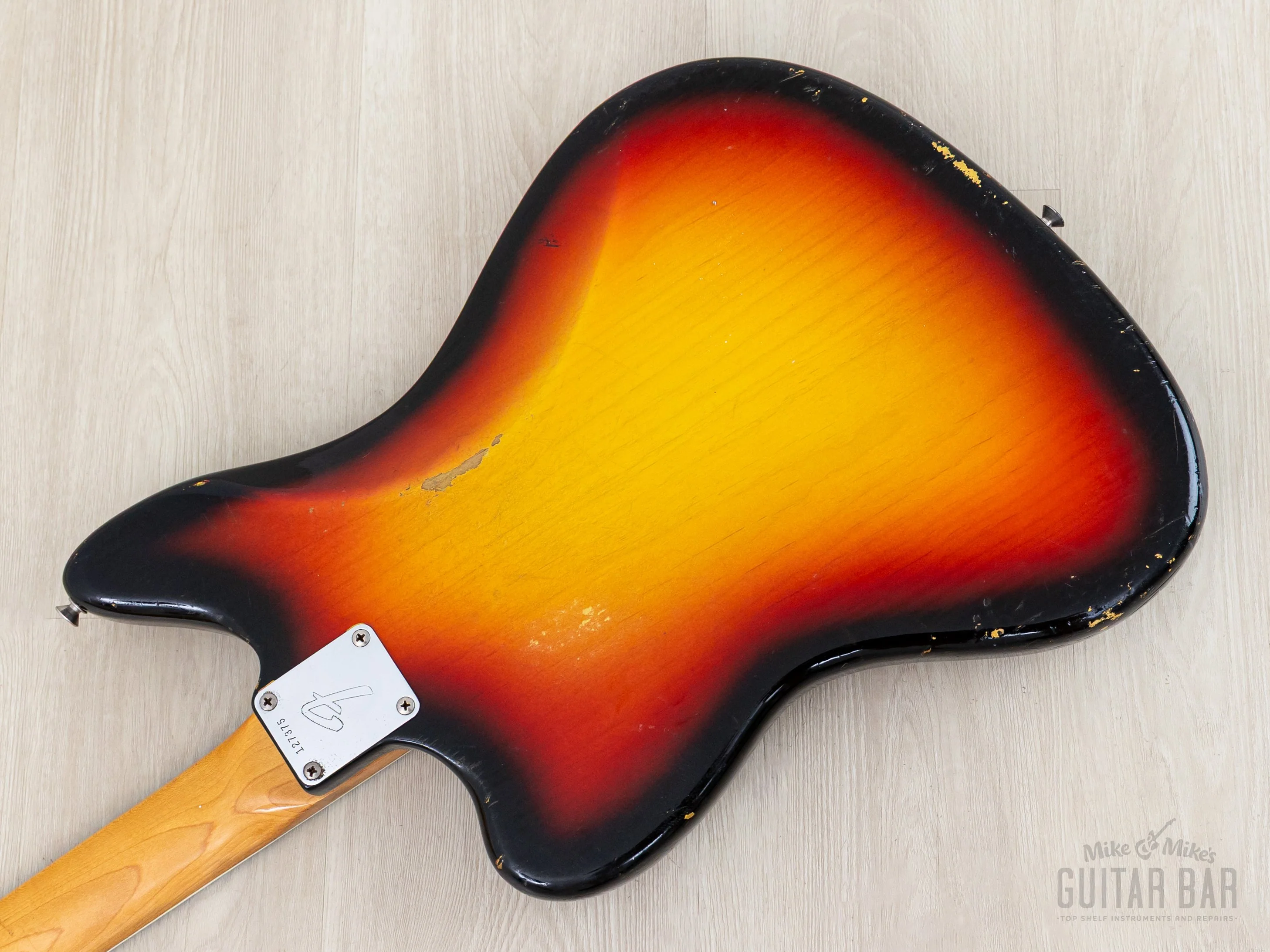 1966 Fender Jaguar Vintage Offset Guitar Sunburst w/ Big Neck, Case - Image 14