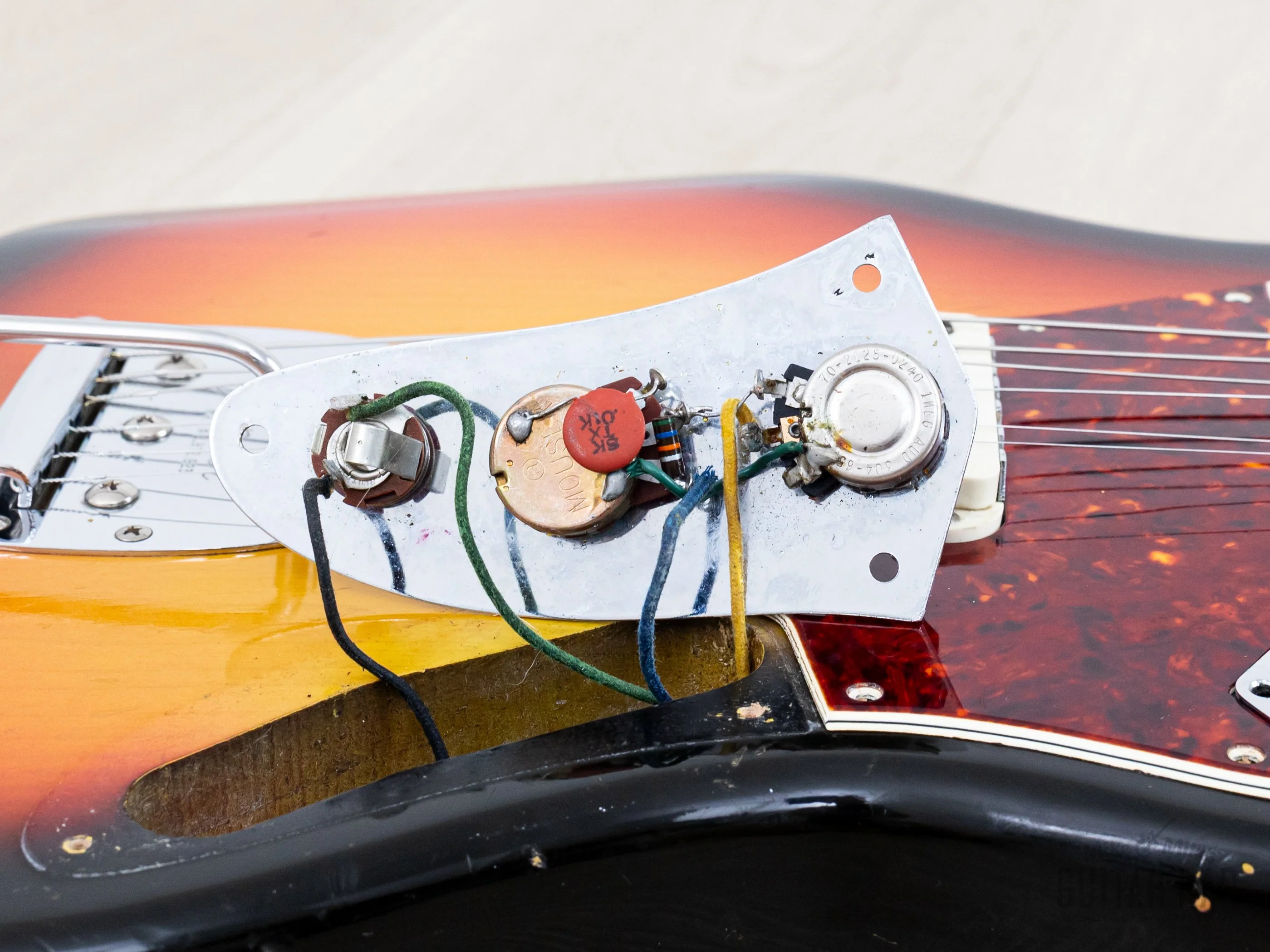 1966 Fender Jaguar Vintage Offset Guitar Sunburst w/ Big Neck, Case - Image 19