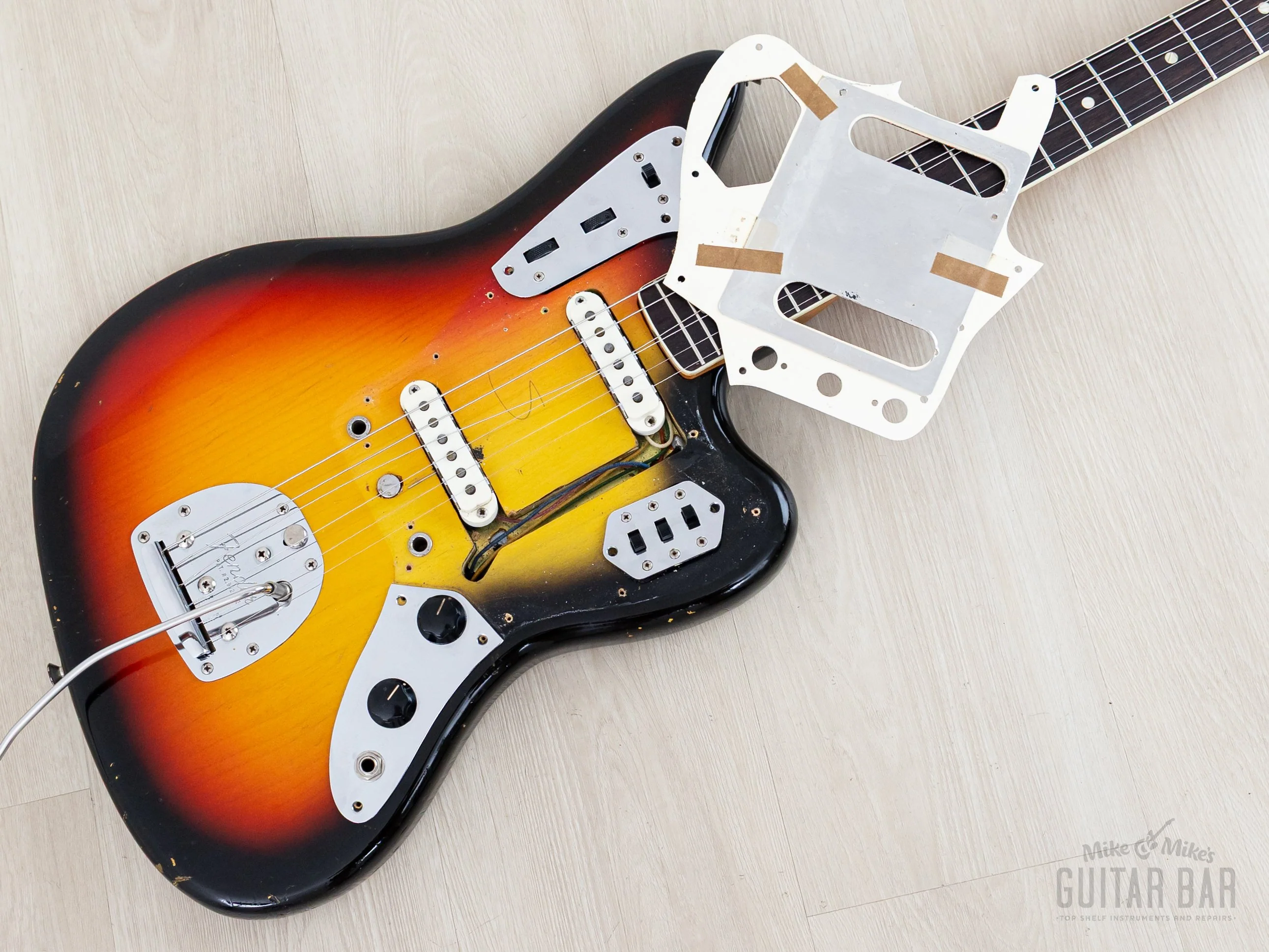 1966 Fender Jaguar Vintage Offset Guitar Sunburst w/ Big Neck, Case - Image 22