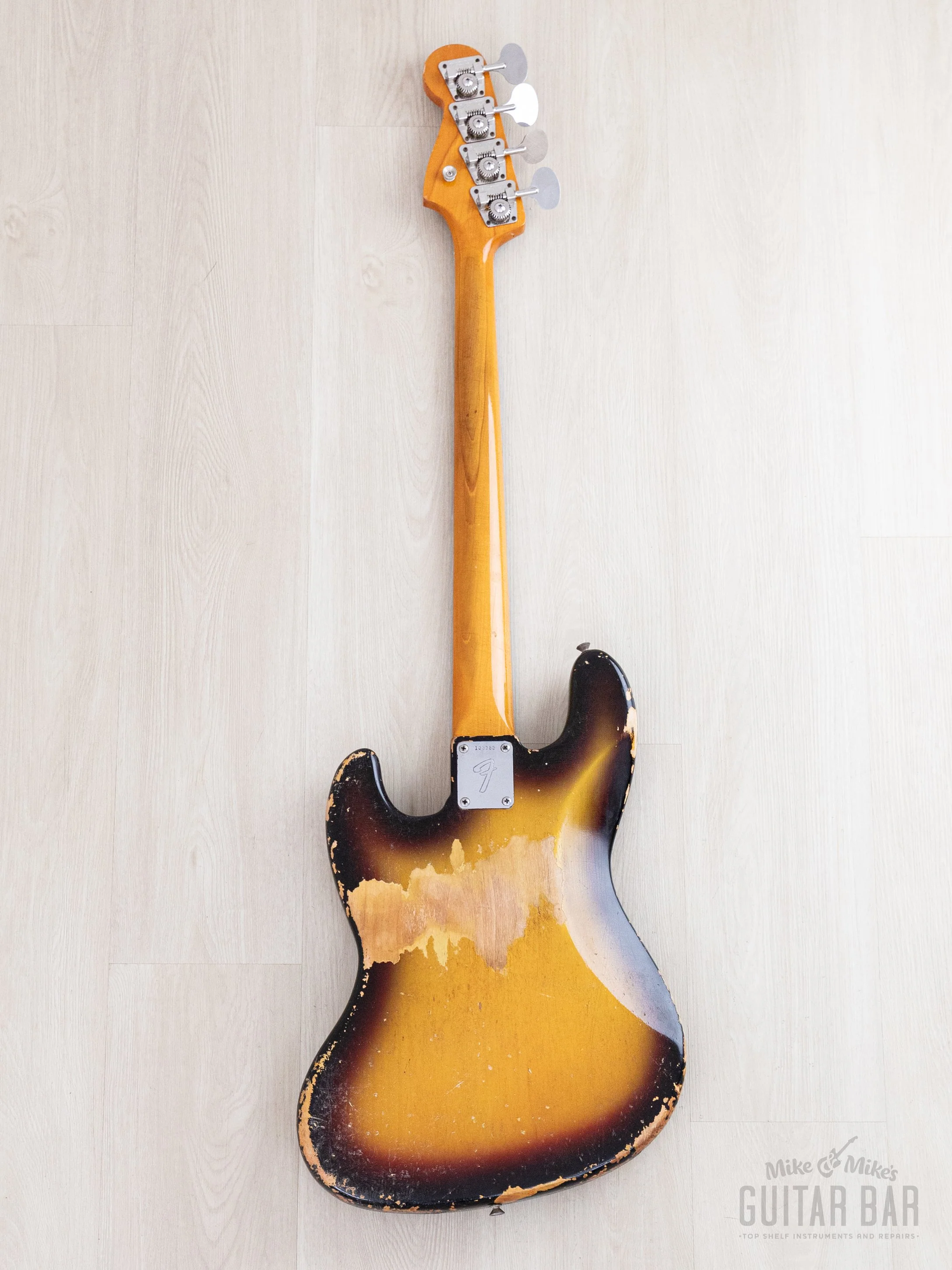 1966 Fender Jazz Bass Sunburst Padauk Fretboard Binding + Dots w/ Case - Image 3