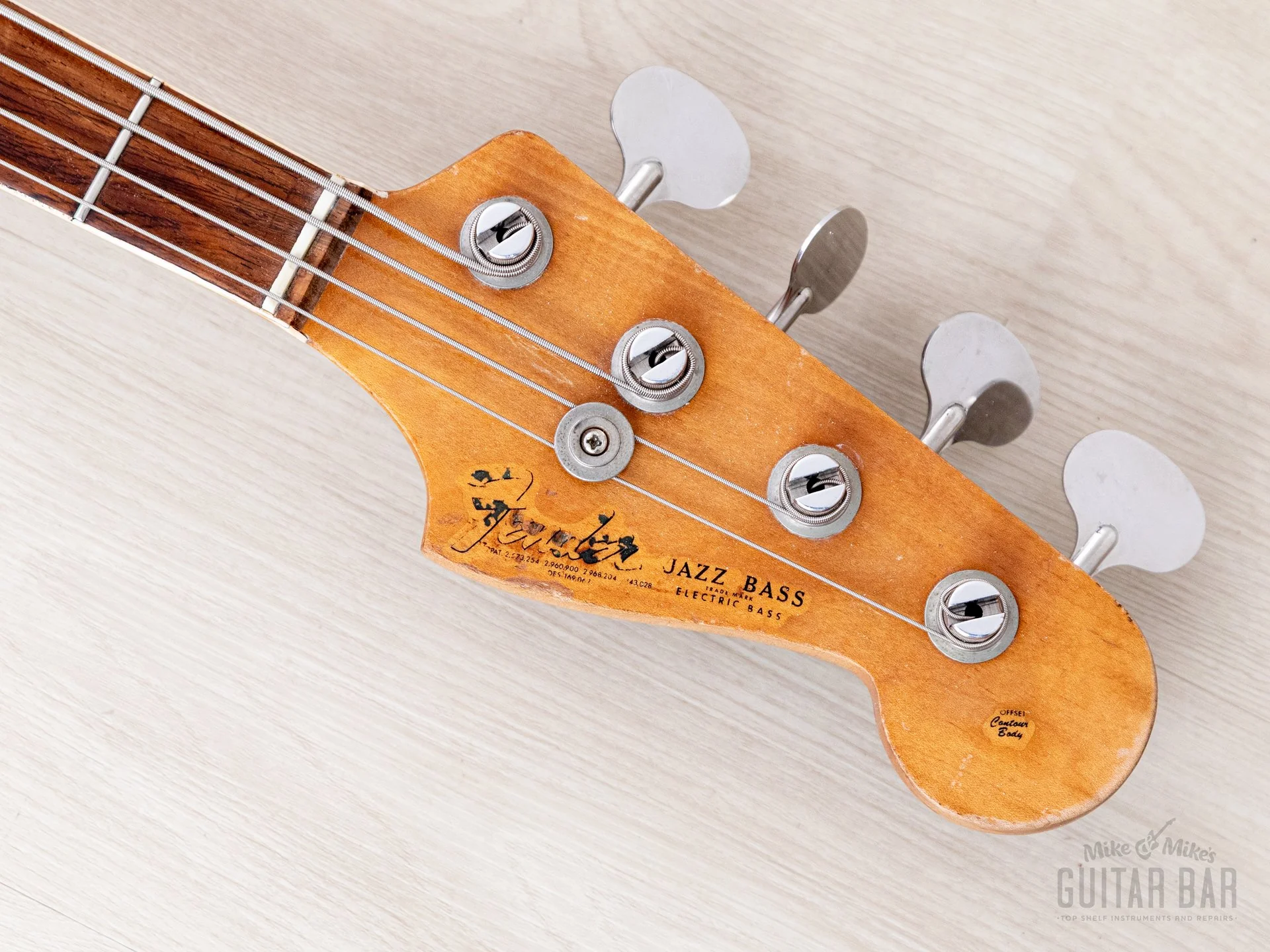 1966 Fender Jazz Bass Sunburst Padauk Fretboard Binding + Dots w/ Case - Image 4
