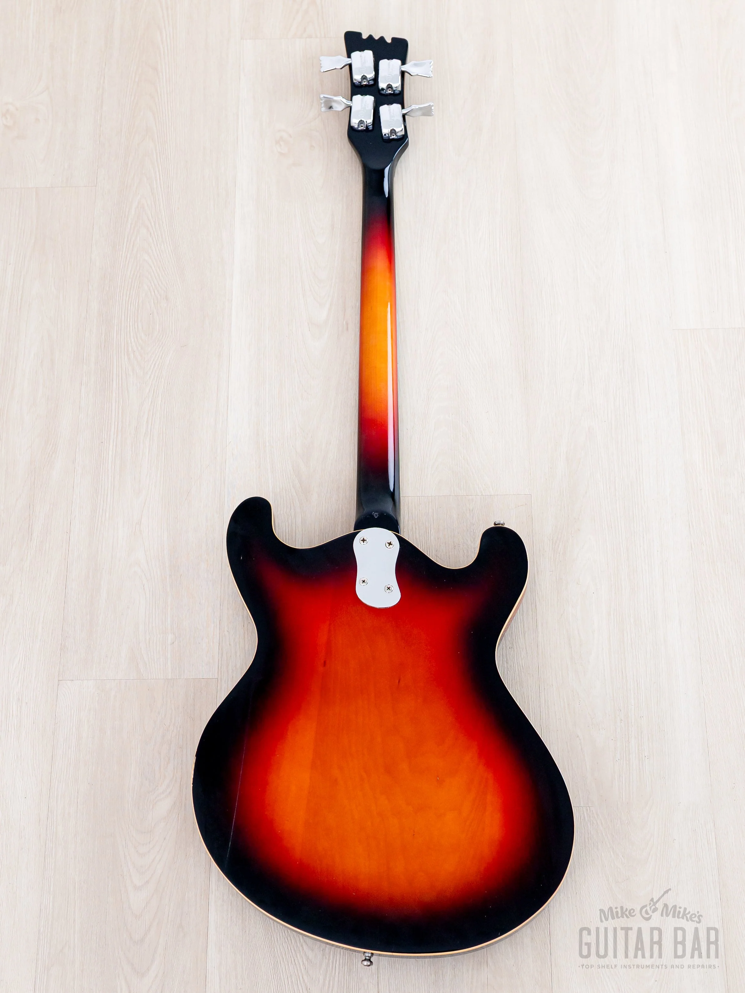 1966 Mosrite Combo Vintage Semi-Hollow Bass Sunburst, Near-Mint w/ Case, Hangtag - Image 3