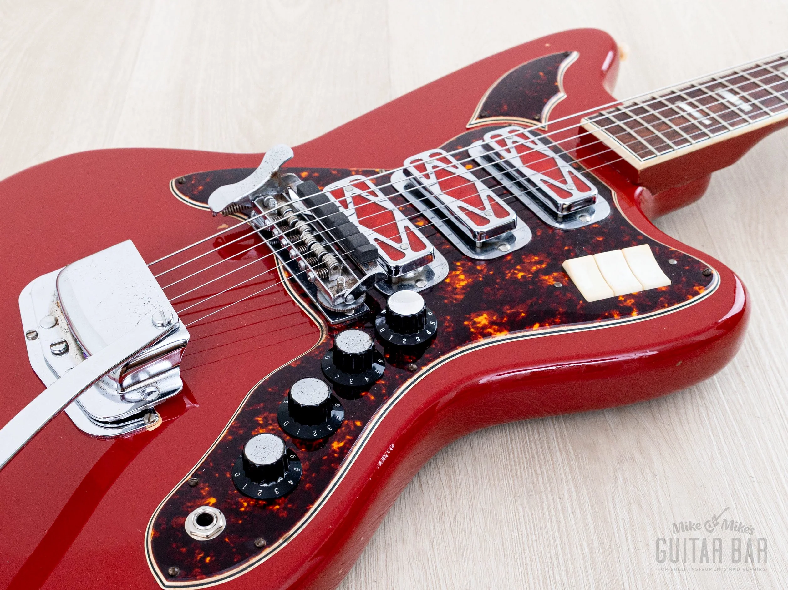 1967 Silvertone 1488 Silhouette Vintage Guitar DeArmond Red Foils, Harmony USA - Image 6