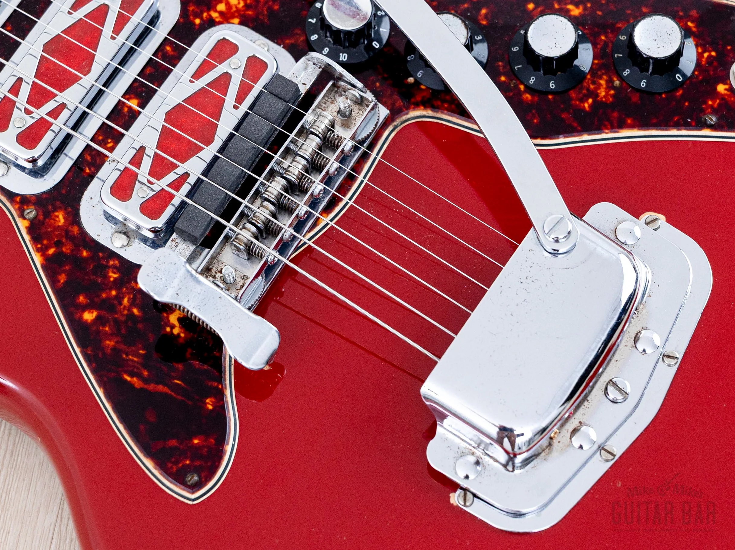 1967 Silvertone 1488 Silhouette Vintage Guitar DeArmond Red Foils, Harmony USA - Image 8