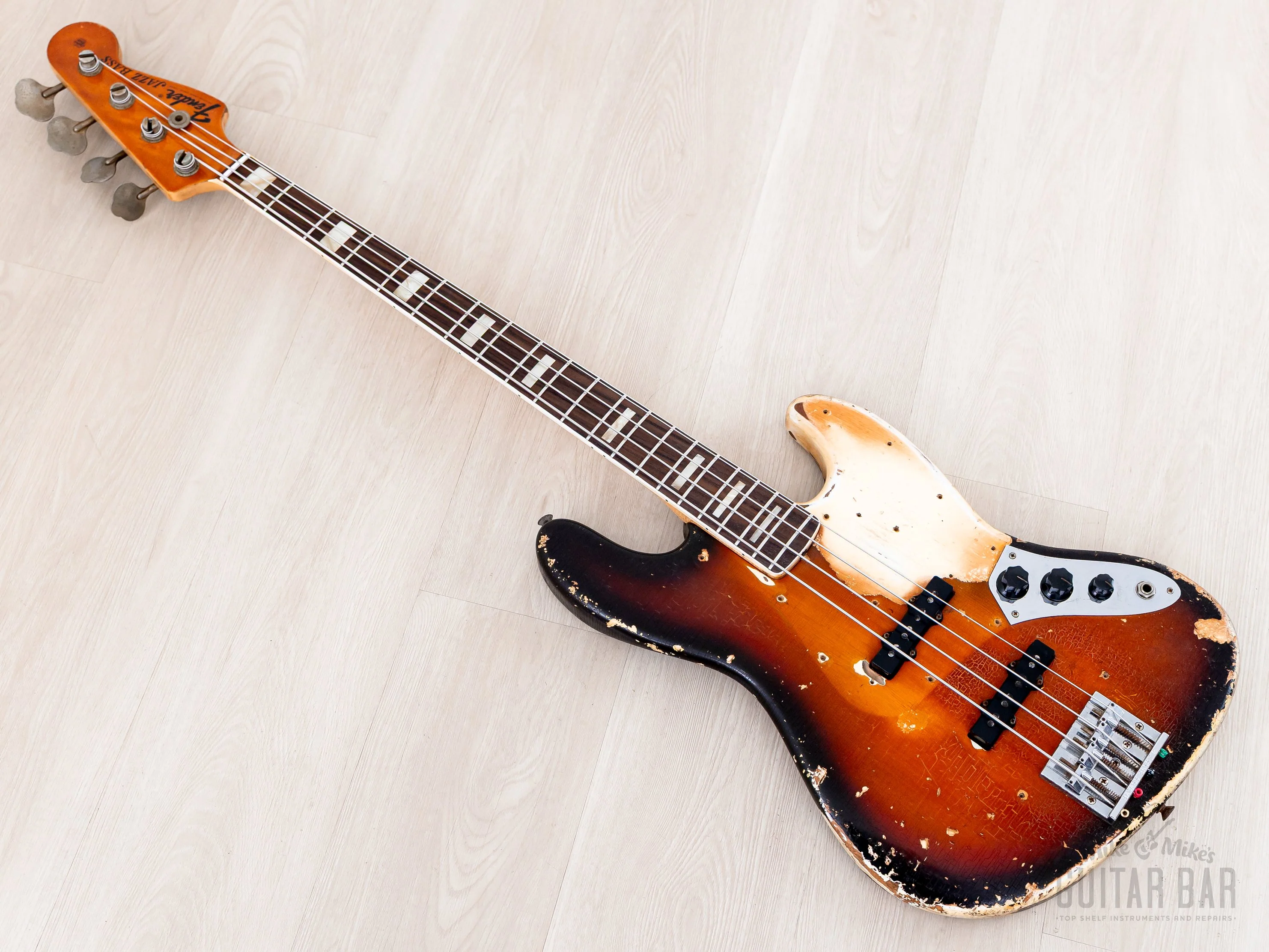 1968 Fender Jazz Bass Sunburst Faux Burst Vintage Bass w/ Case - Image 12