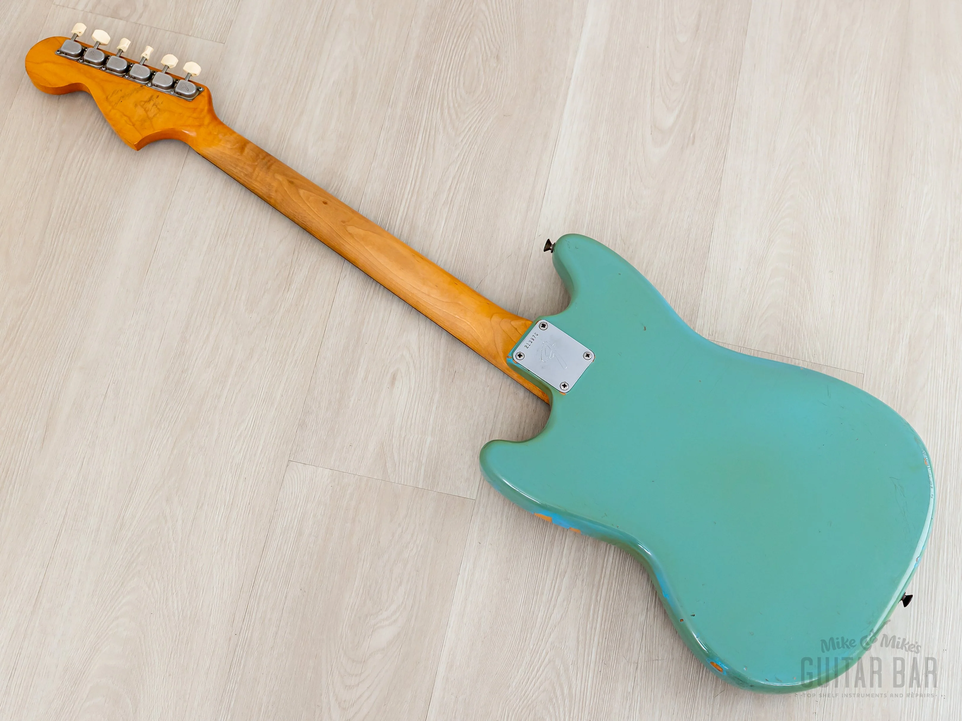 1968 Fender Mustang Vintage Offset Guitar Daphne Blue w/ Case - Image 13