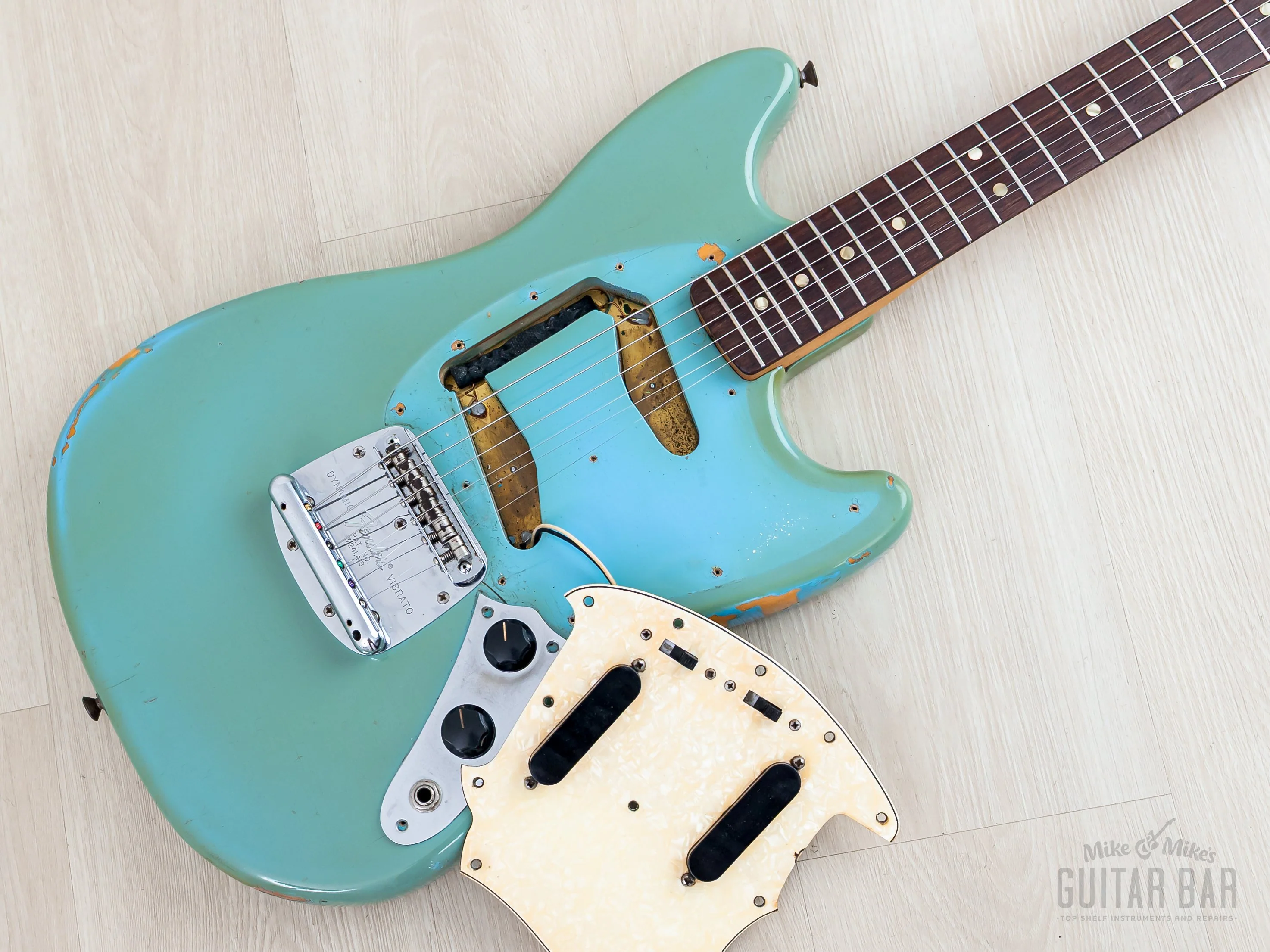 1968 Fender Mustang Vintage Offset Guitar Daphne Blue w/ Case - Image 23