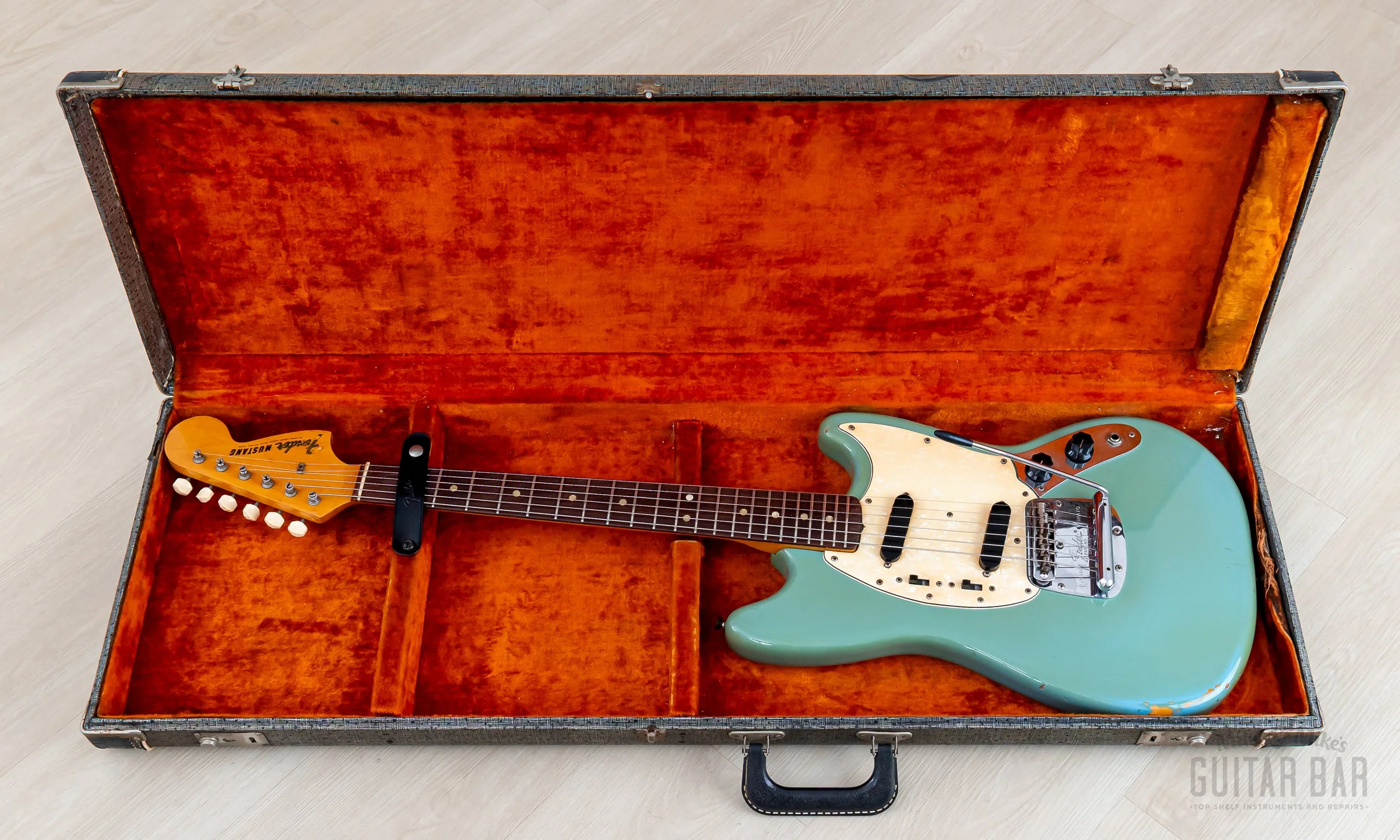 1968 Fender Mustang Vintage Offset Guitar Daphne Blue w/ Case - Image 24