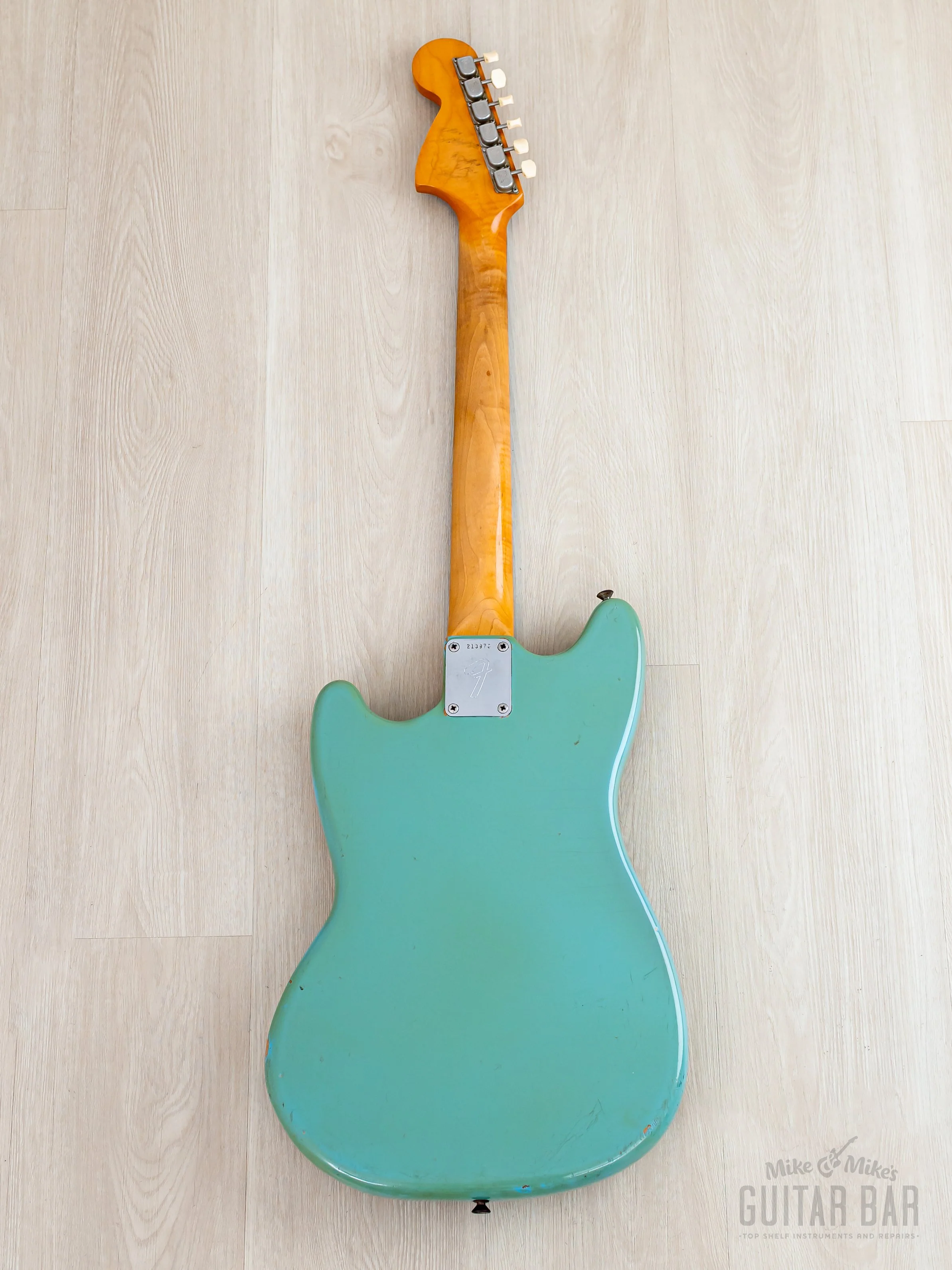 1968 Fender Mustang Vintage Offset Guitar Daphne Blue w/ Case - Image 3